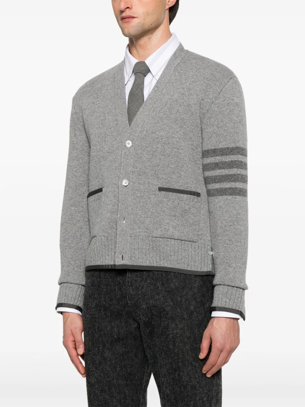 THOM BROWNE - Men Milano Stitch V Neck Knitwear - 2