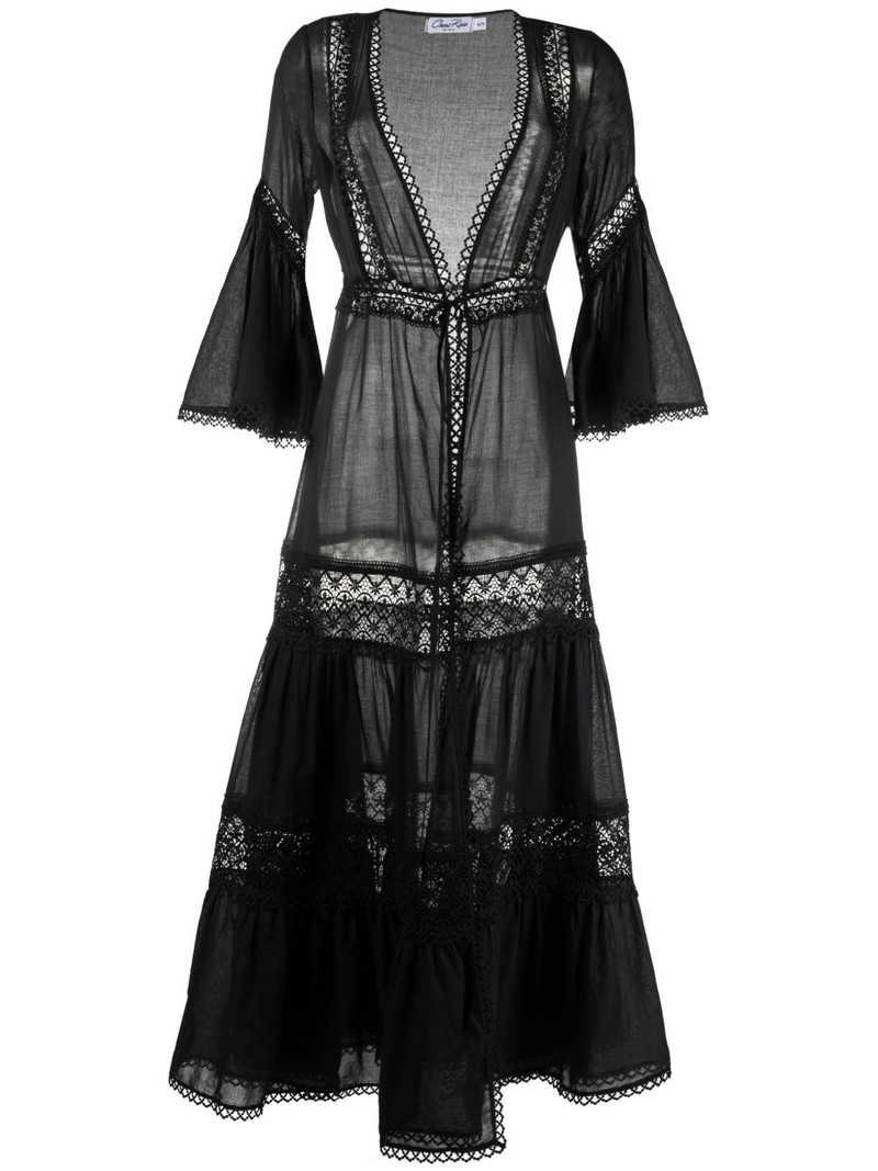 floral-lace embroidered V-neck dress 1