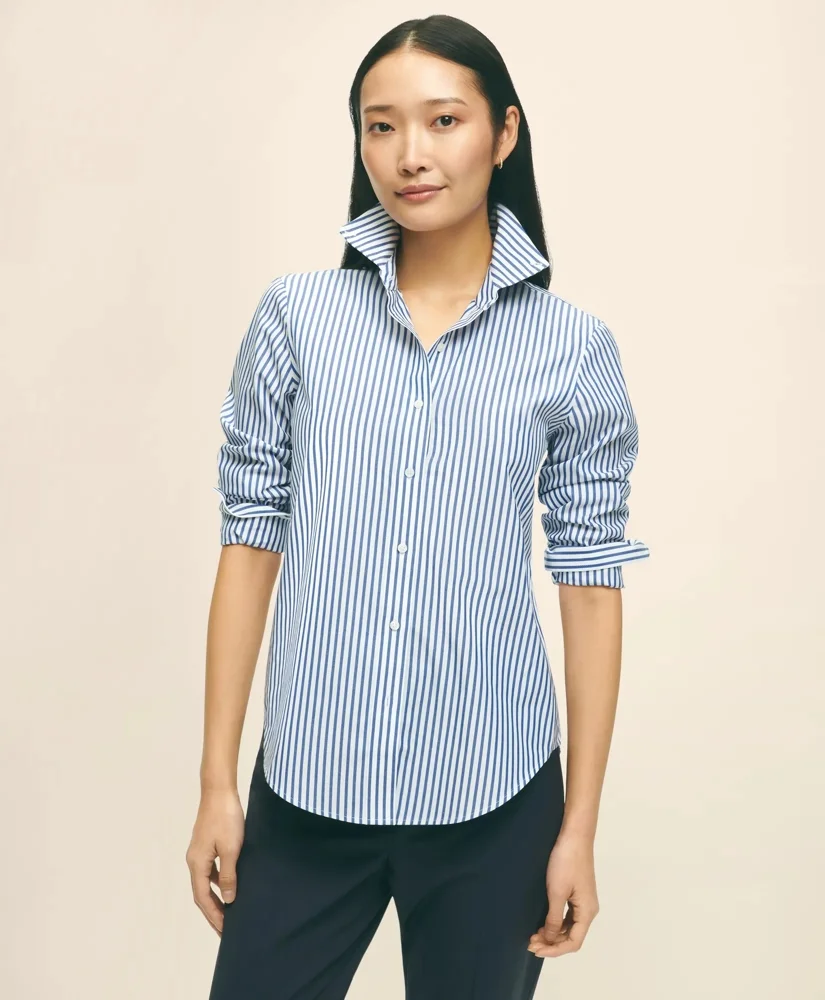 Classic Fit Stretch Supima® Cotton Non-Iron Bengal Stripe Dress Shirt - 1