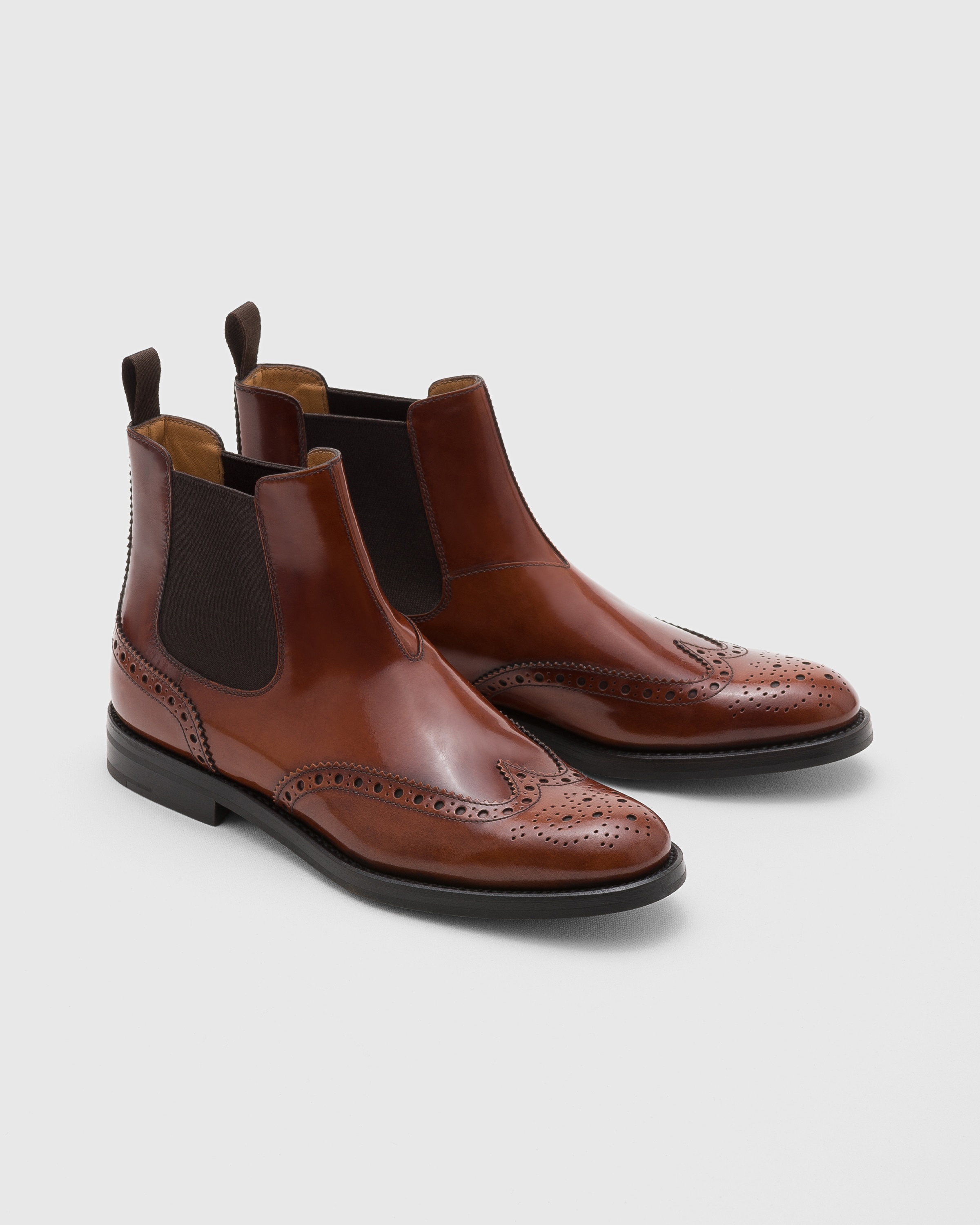 Polished Fumè Brogue Chelsea Boot - 2