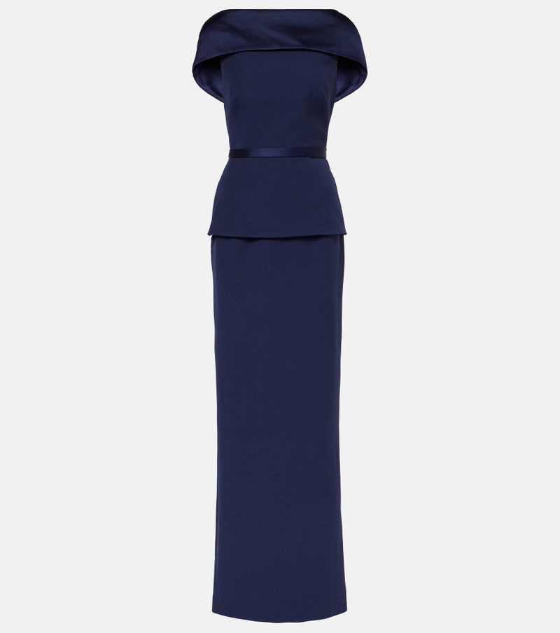 Rella draped peplum heavy crêpe midi dress - 1