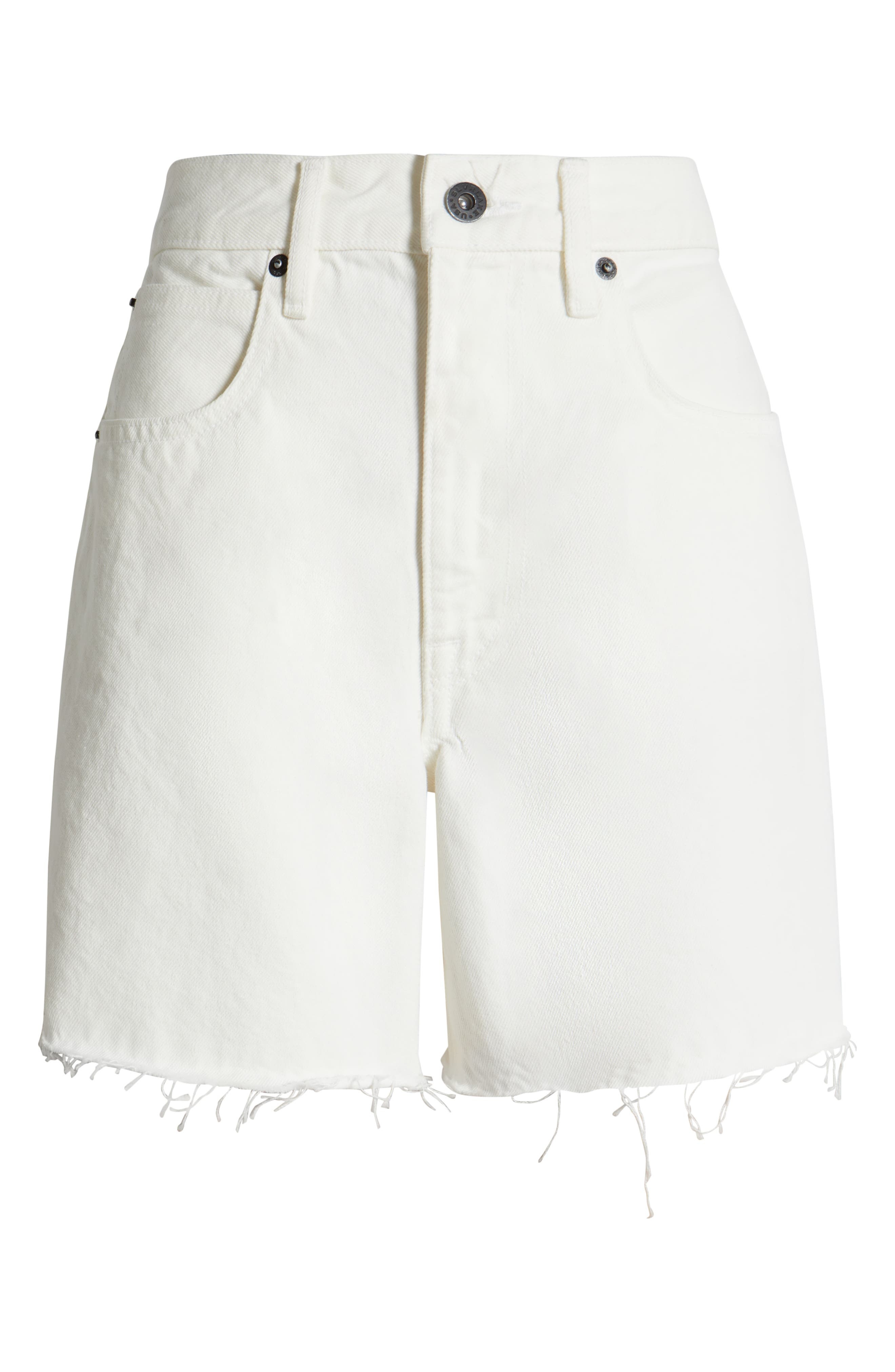 SLVRLAKE Sienna High Waist Cutoff Denim Shorts in White at Nordstrom - 5