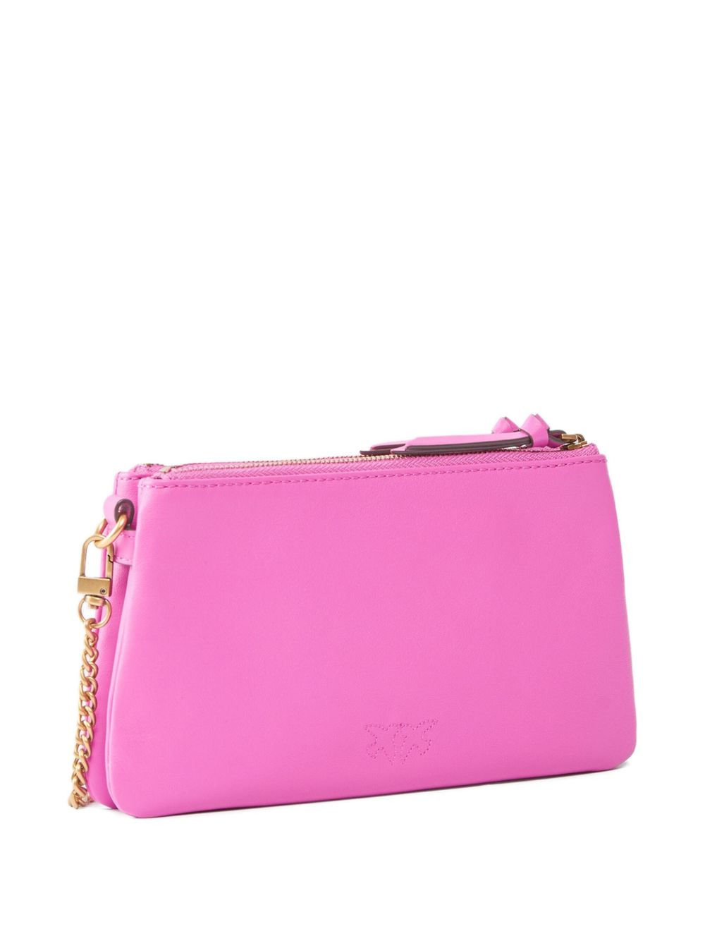 leather with love birds logo shoulder bag - 2