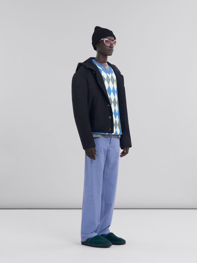 BLACK GABARDINE HOODED JACKET 6