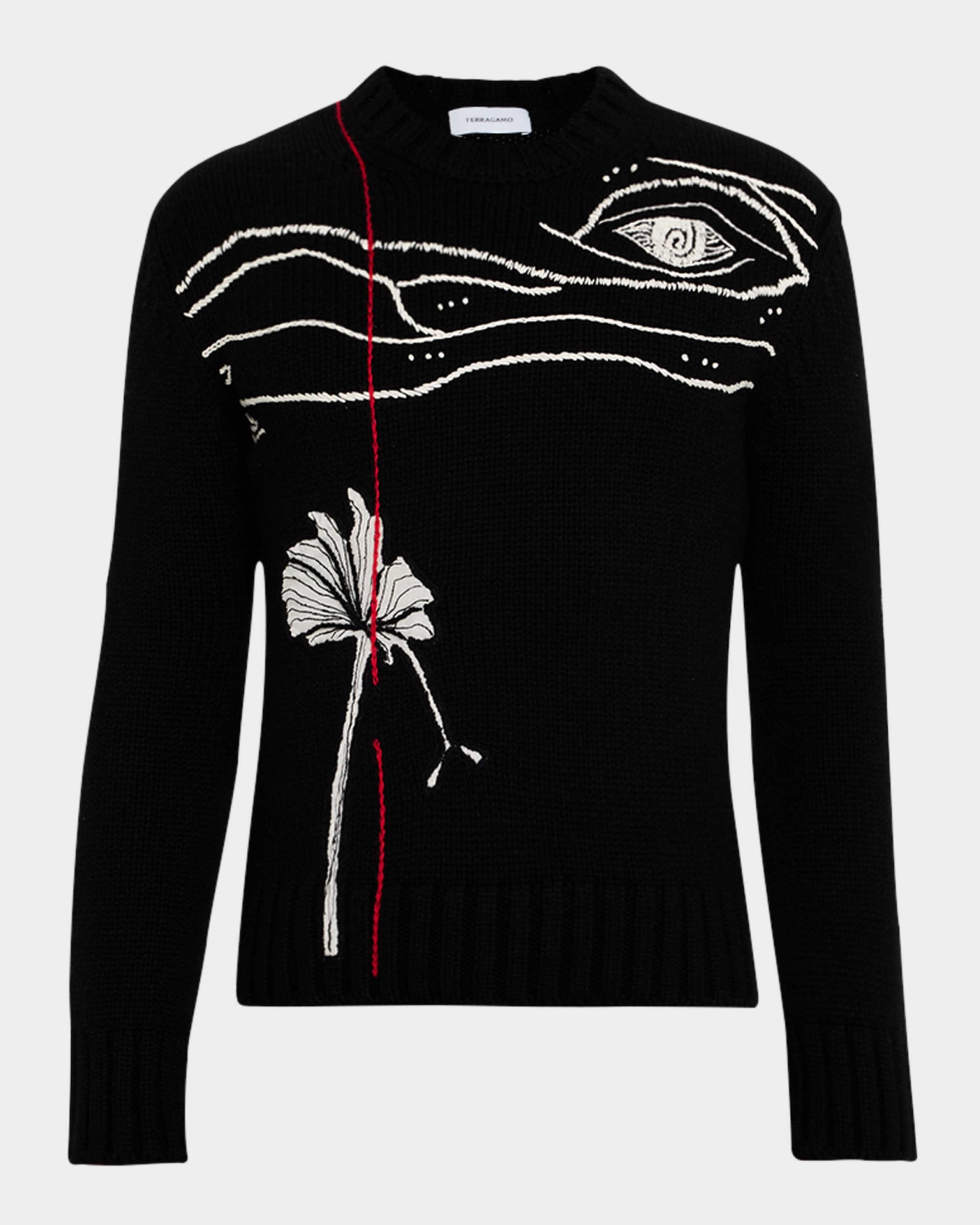 Tシャツ・カットソー SALVATORE FERRAGAMO Slate Cashmere Blend Sweater Salvatore Ferragamo Cashmere Crew Neck Pullover - Blue