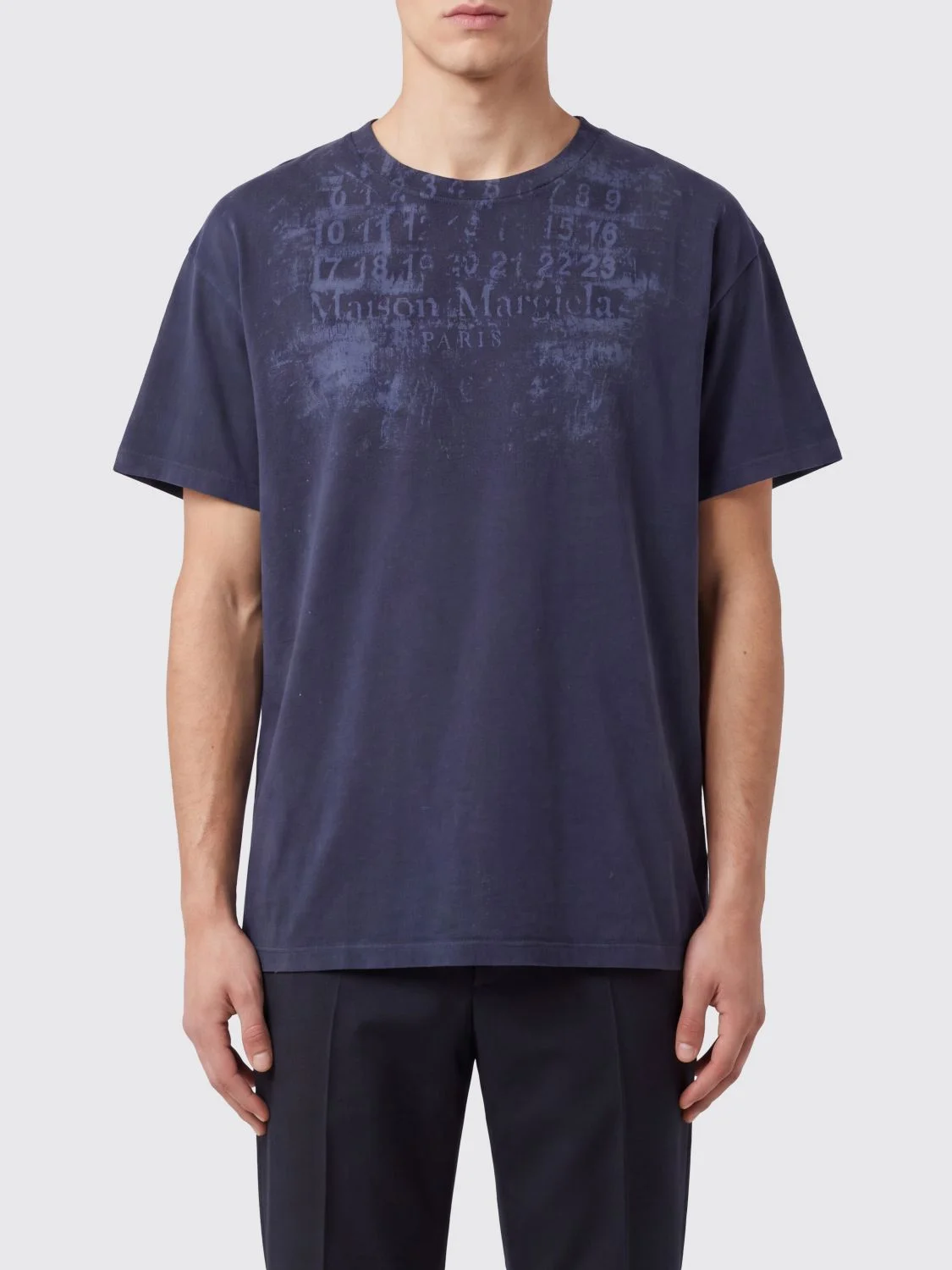 MAISON MARGIELA Cotton T-Shirt with Numeric Logo and Dropped Shoulders - 1
