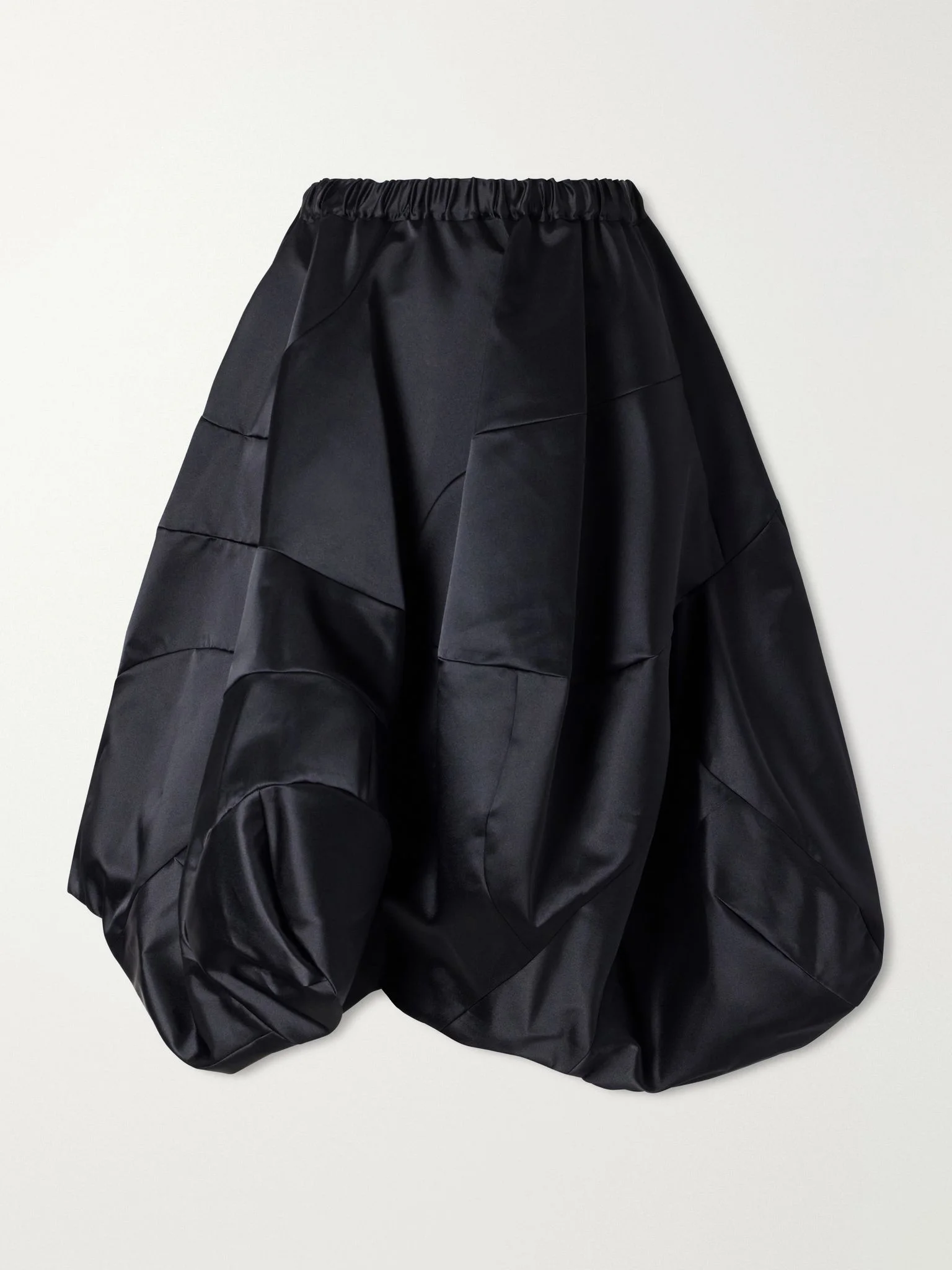 Gathered satin midi skirt Black - 1