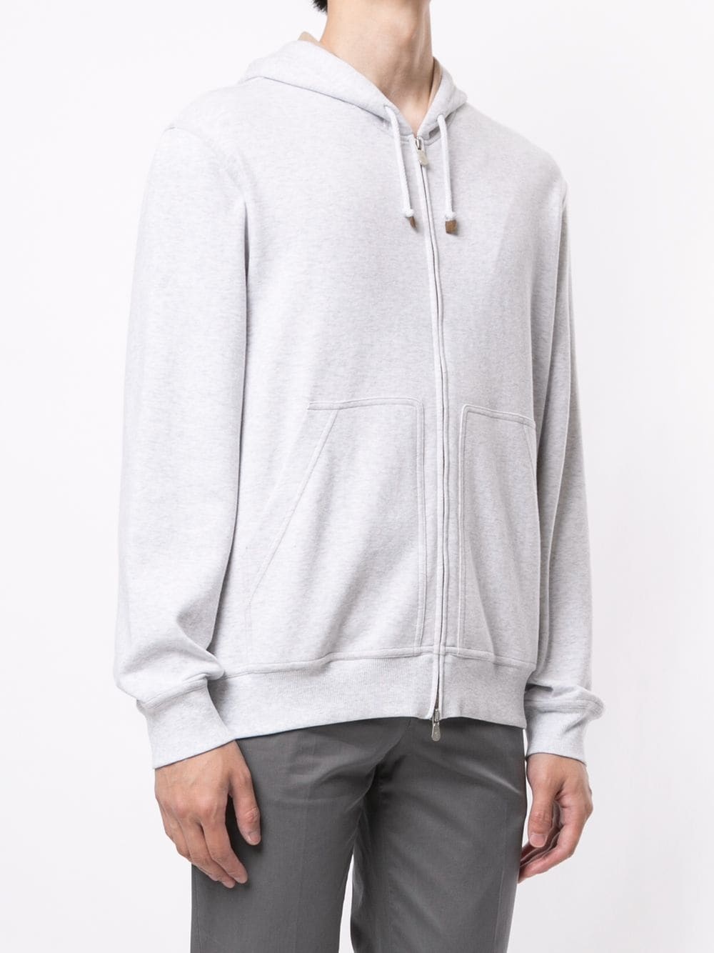 rib-trimmed zip-up hoodie - 3