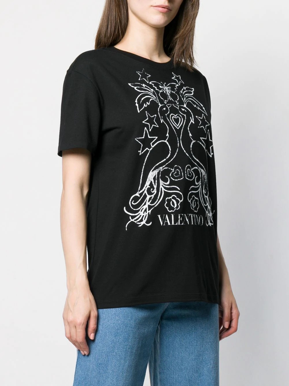 peacock print T-shirt - 3