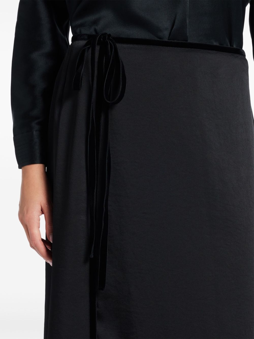 velvet-trim midi skirt - 5