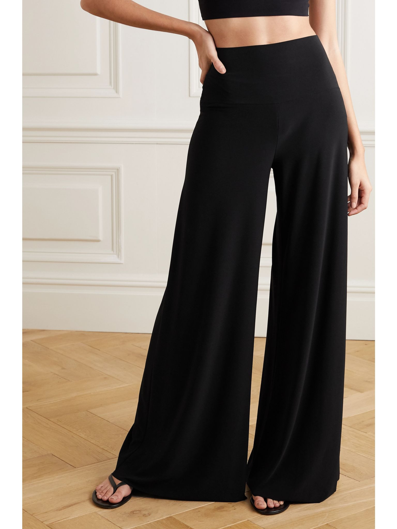 Elephant stretch-jersey wide-leg pants Black - 3