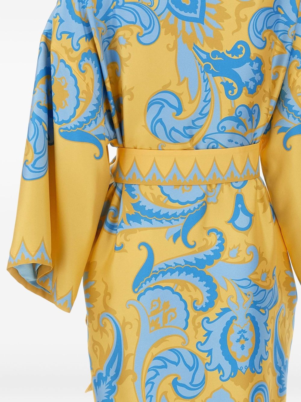 ornate-print belted robe dress - 3