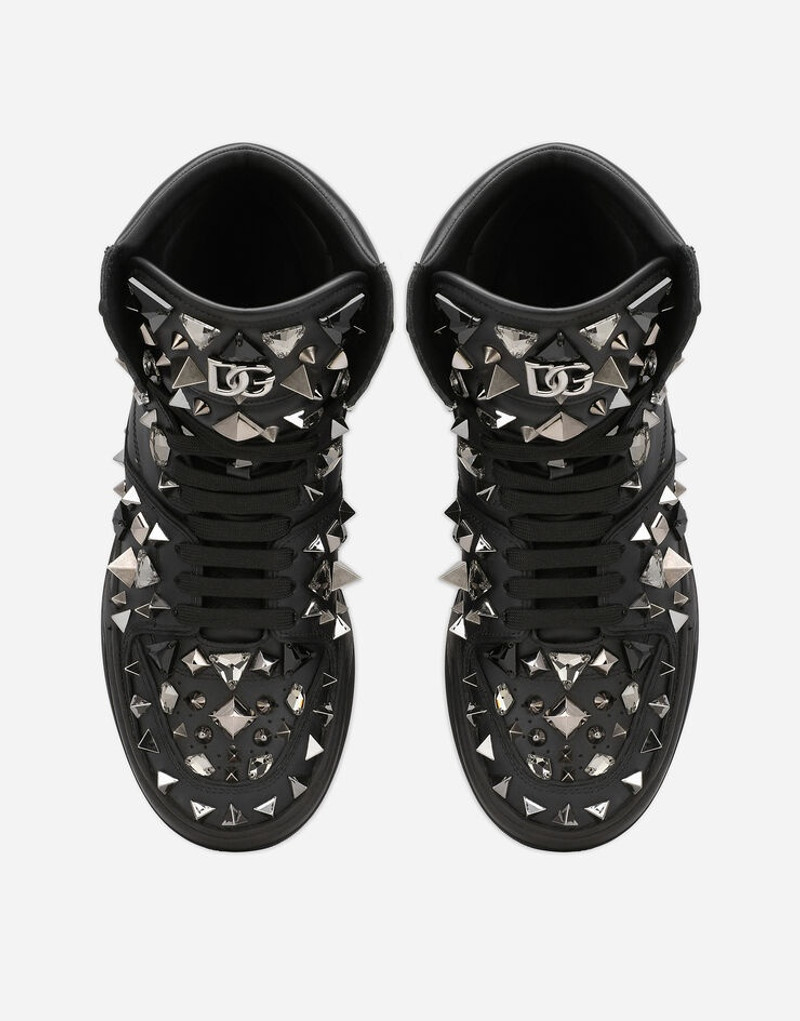 Calfskin 냅파 새로운 Roma mid-top sneakers 와 스터드 4