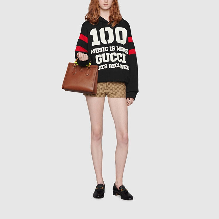 (WMNS) Gucci 100 Cotton Hoodie 'Black' 660282-XJDW6-1152 - 3
