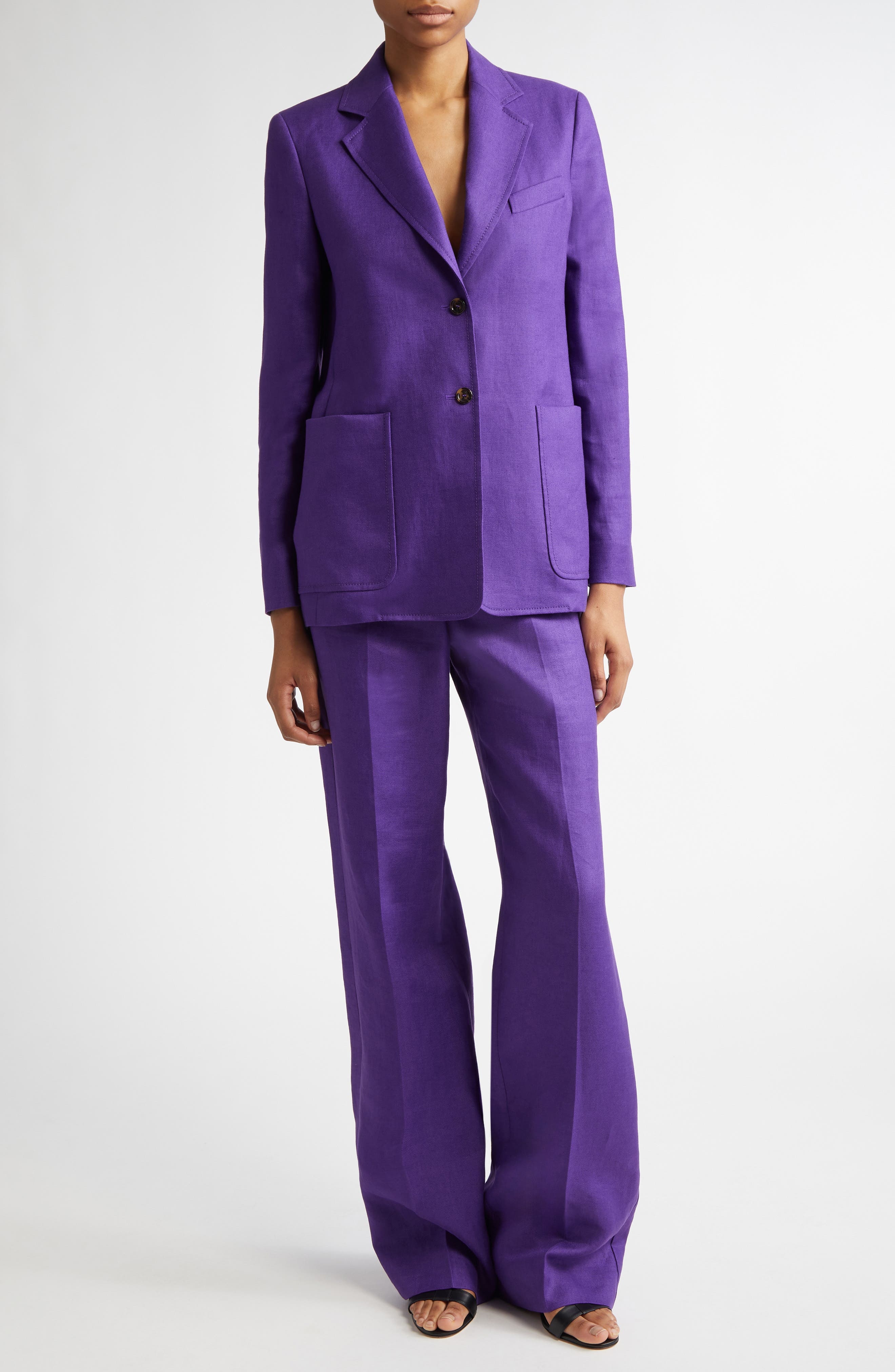 Max Mara Guglia Linen Blazer in Purple at Nordstrom - 2