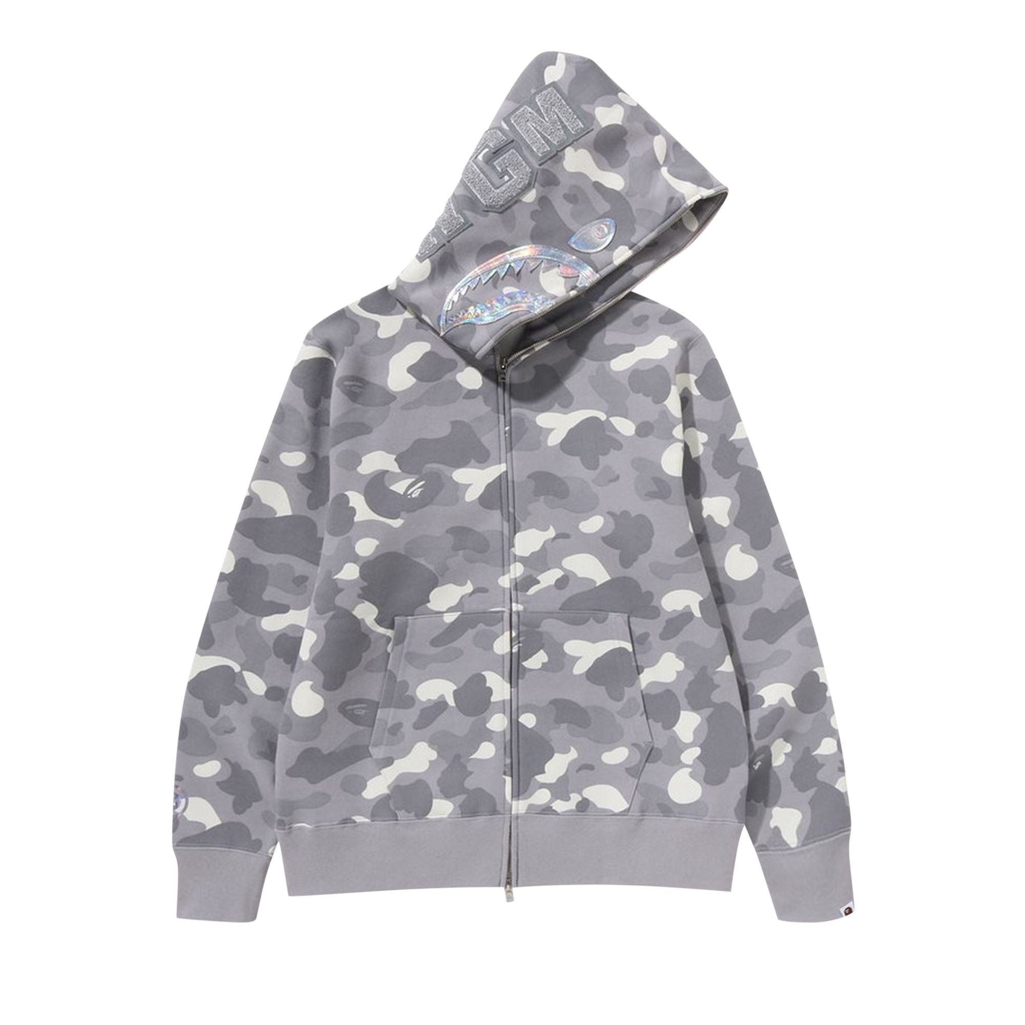 BAPE City Camo Shark Full Zip Hoodie 'Grey' - 2