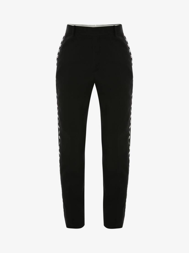 Men's Eyelets Cigarette Trousers in Black 1
