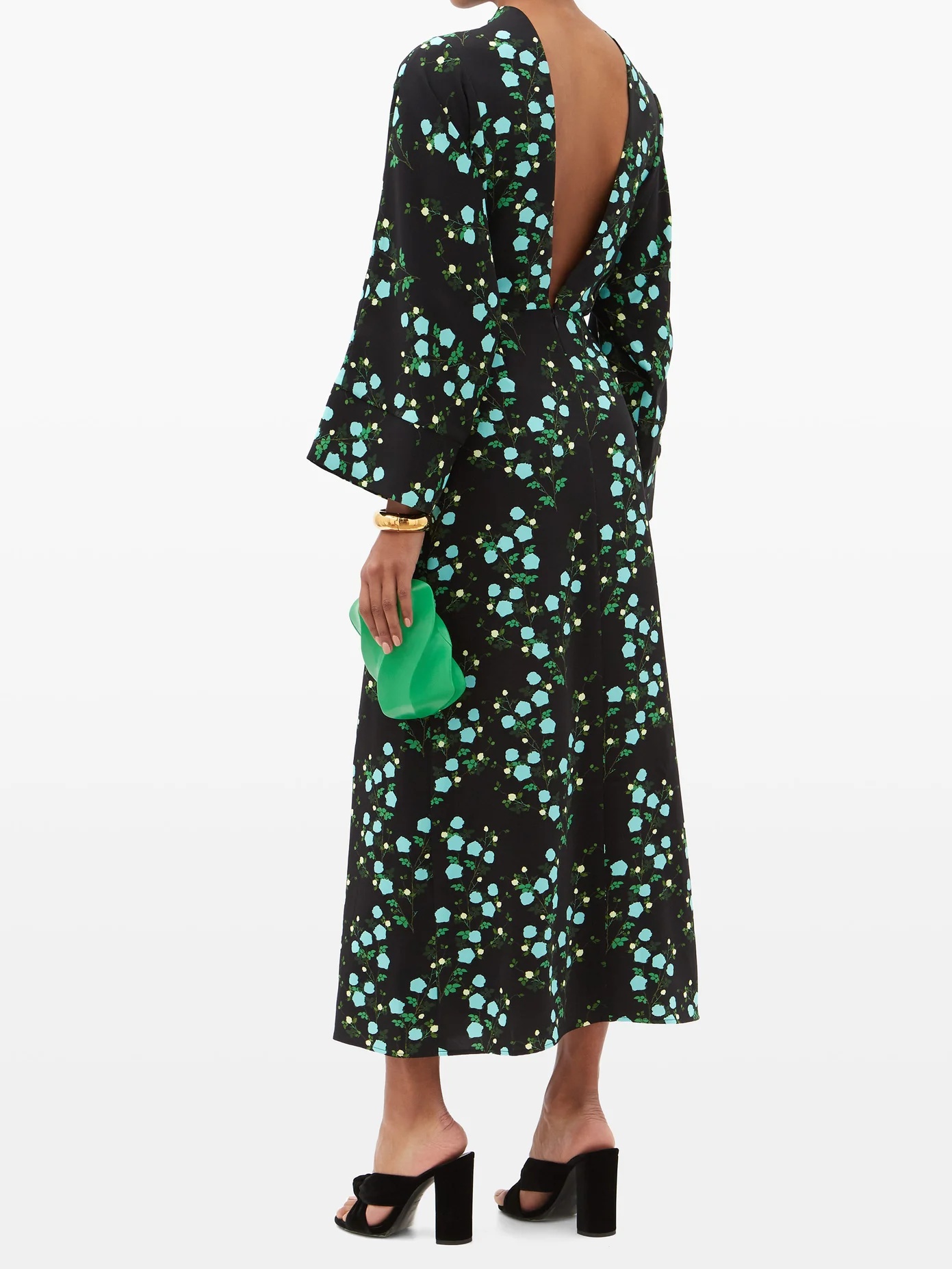 Miranda V-back floral-print crepe midi dress - 2