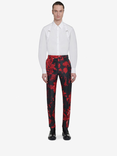Alexander McQueen Men's Wax Flower Cigarette Trousers in Black/red outlook