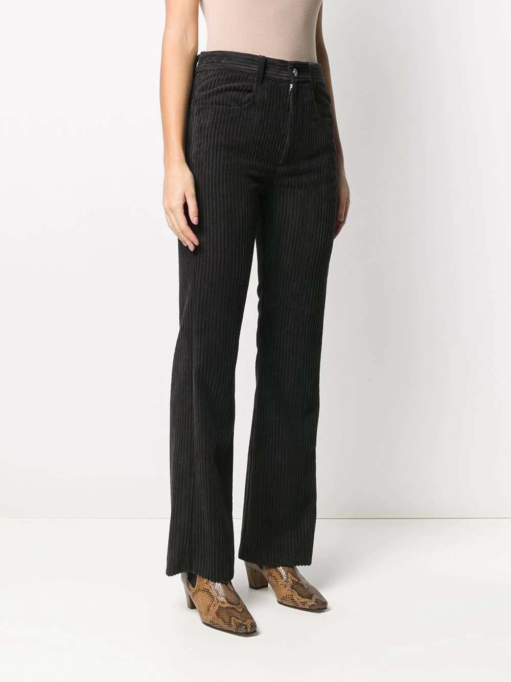 corduroy high-waisted straight leg trousers - 3