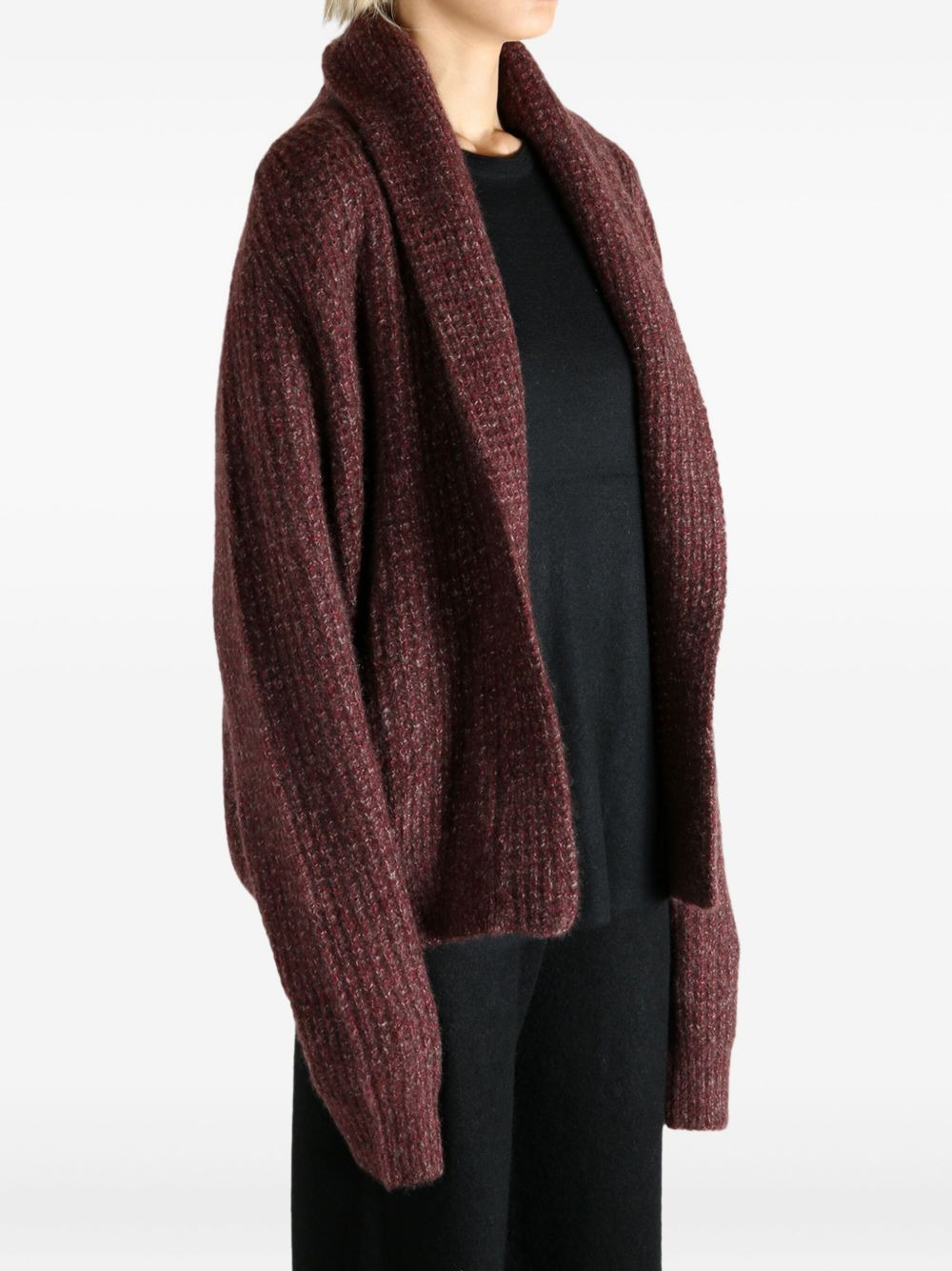 shawl-collar knitted cardigan - 3