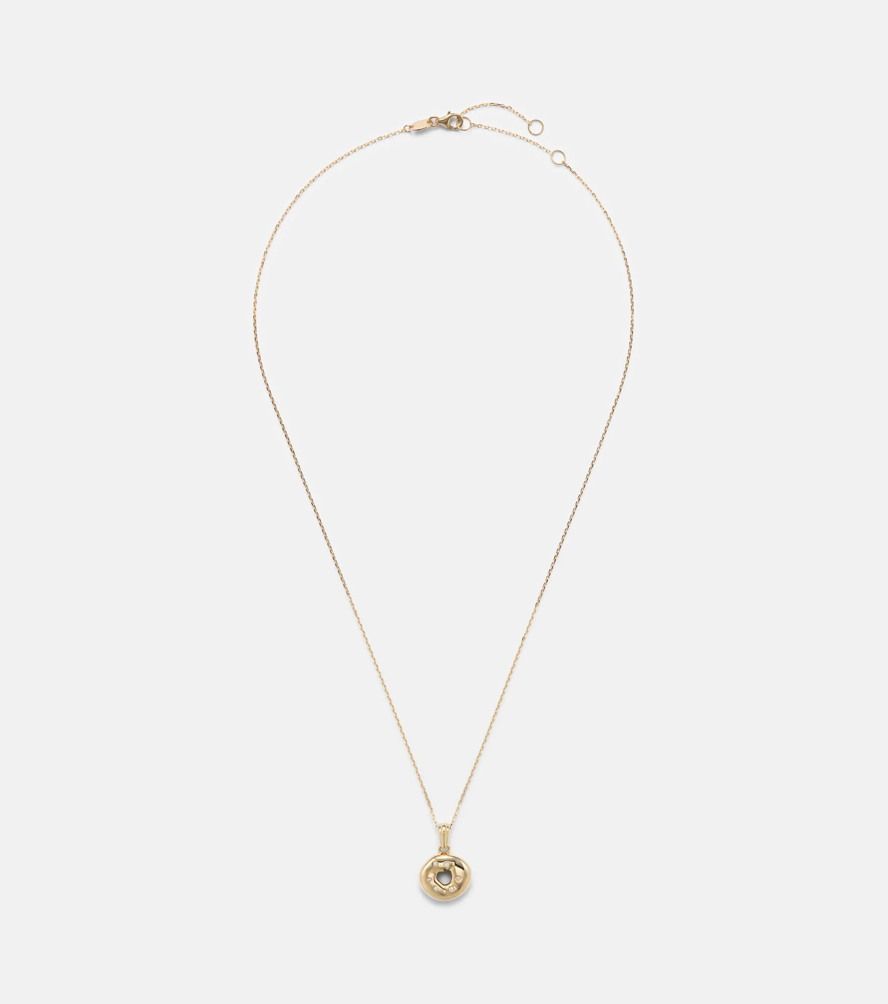 Bagel Brunch 14kt gold pendant necklace with diamonds - 1