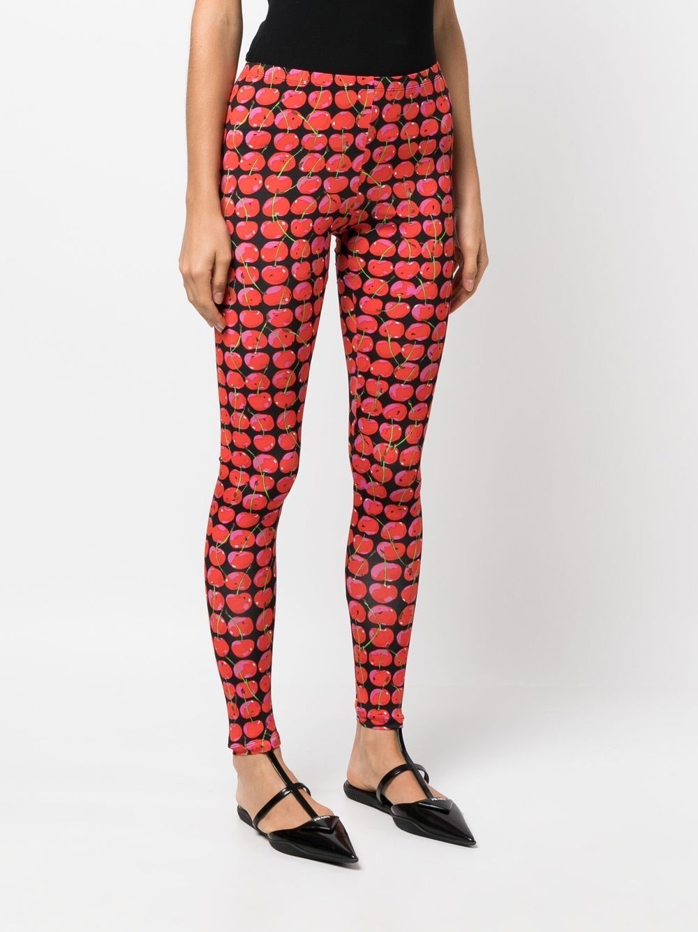 cherry-print mid-rise leggings - 3