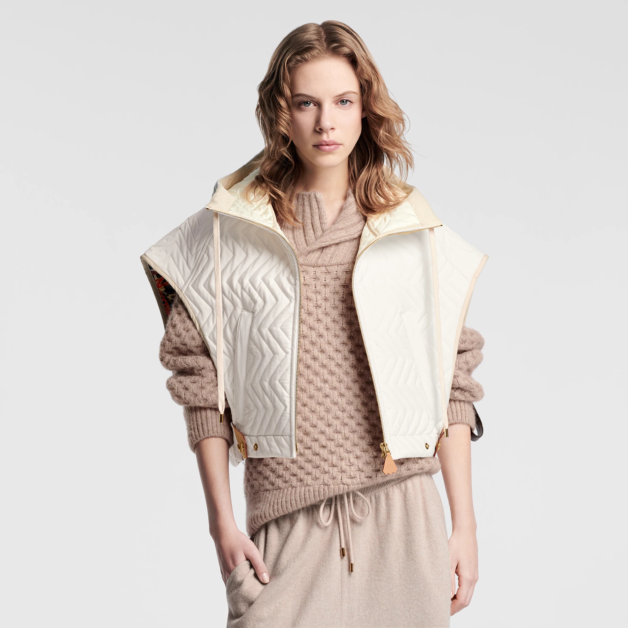 Zigzag Quilted Open-Arm Jacket - 5