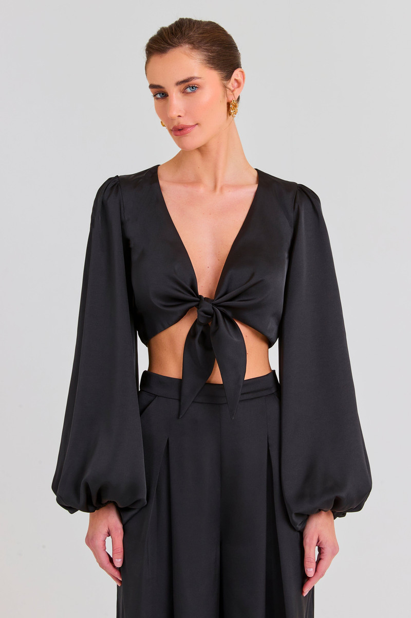 NADINE MERABI Vicky Black Tie Top outlook