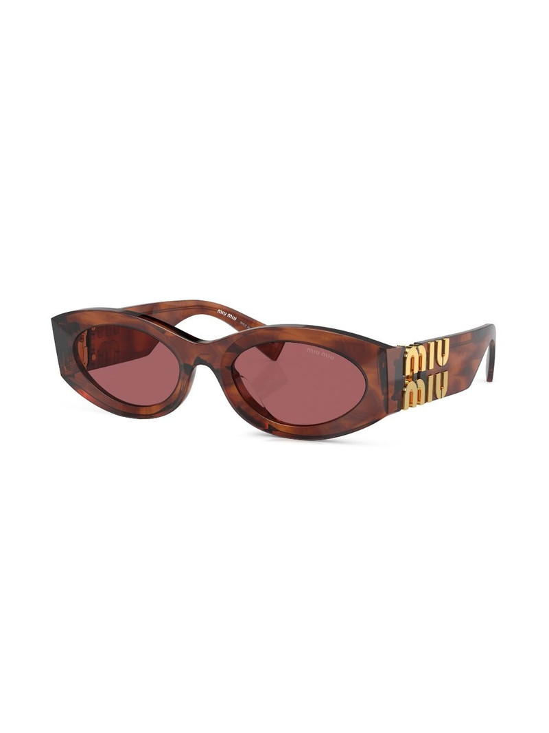 Miu Miu logo-lettering oval-frame sunglasses outlook