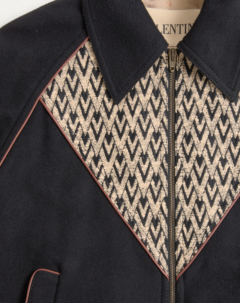 VALENTINO BOMBER JACKET IN WOOL AND CASHMERE DRAP WITH V INLAID WITH TOUTE LA V JACQUARD PATTERN 8