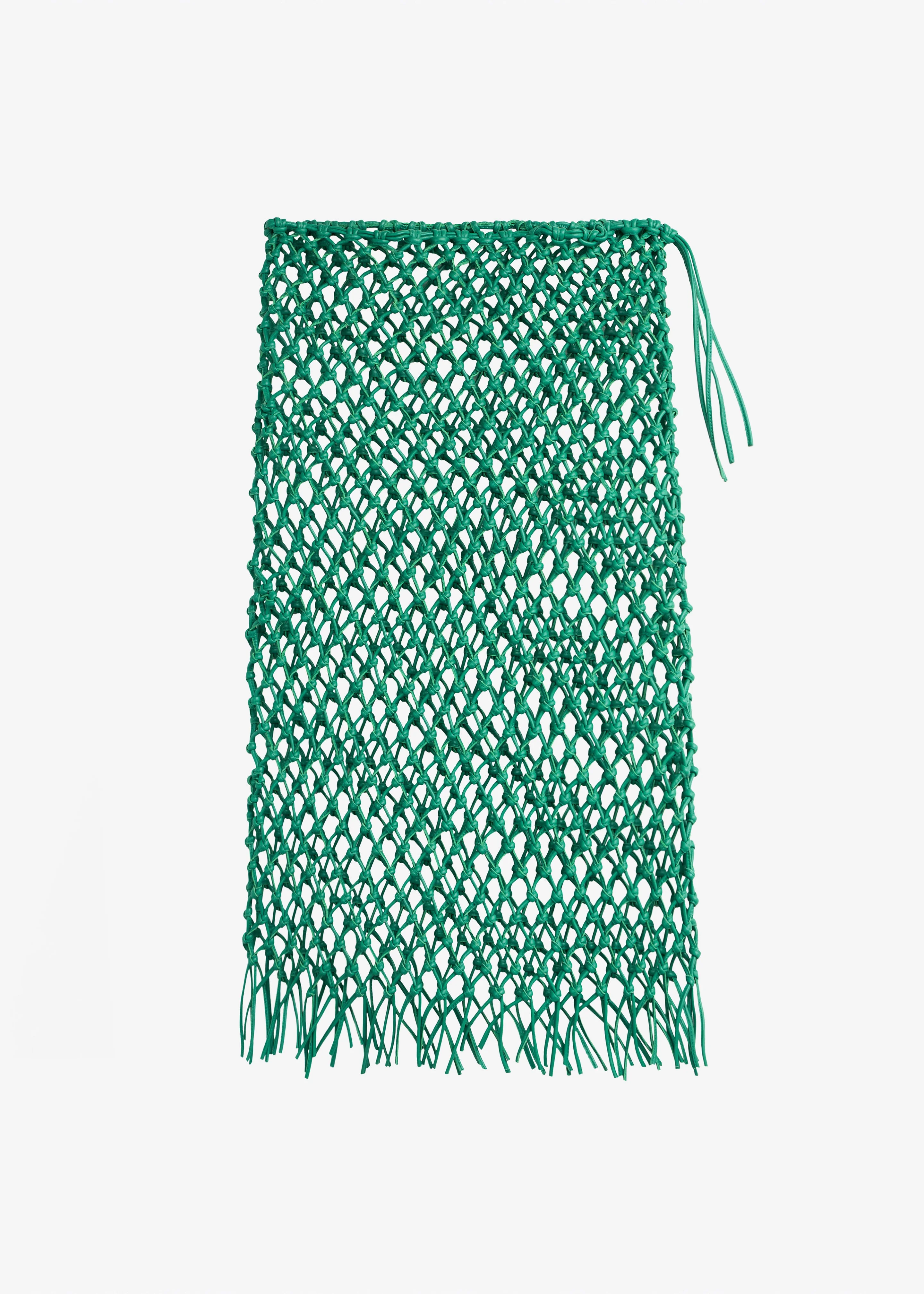 Nelaya Leather Macrame Skirt - Emerald - 1