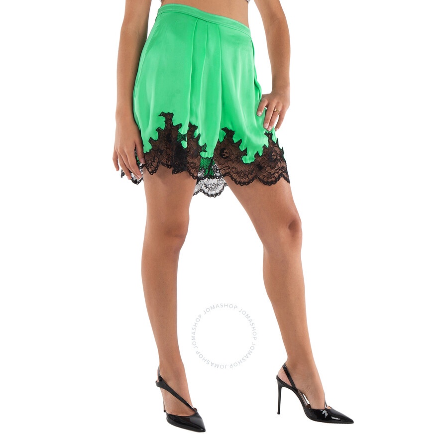 Rabanne Ladies Bright Green Jupe Satin Miniskirt - 5
