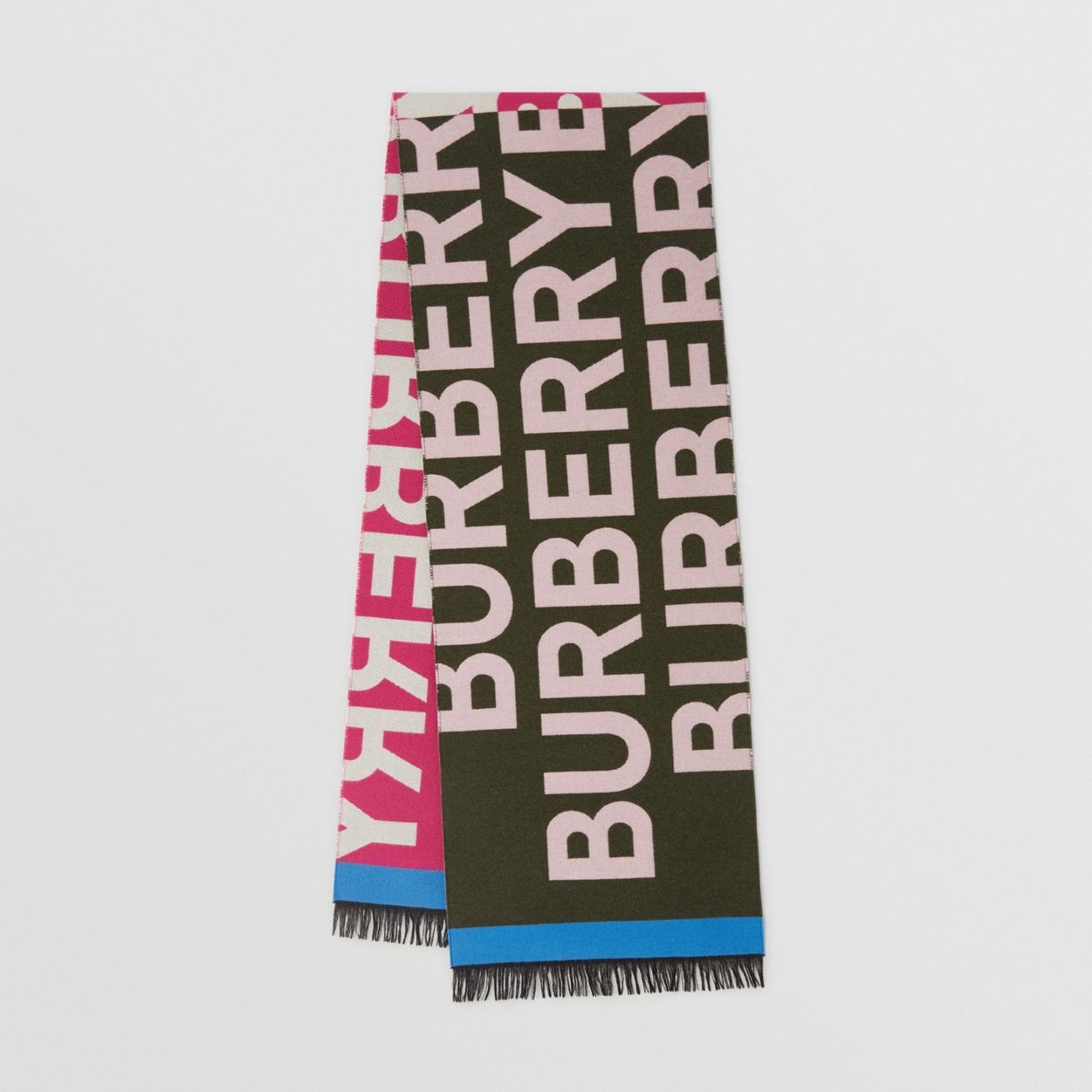 Logo Regenerated Cashmere Wool Silk Jacquard Scarf - 1