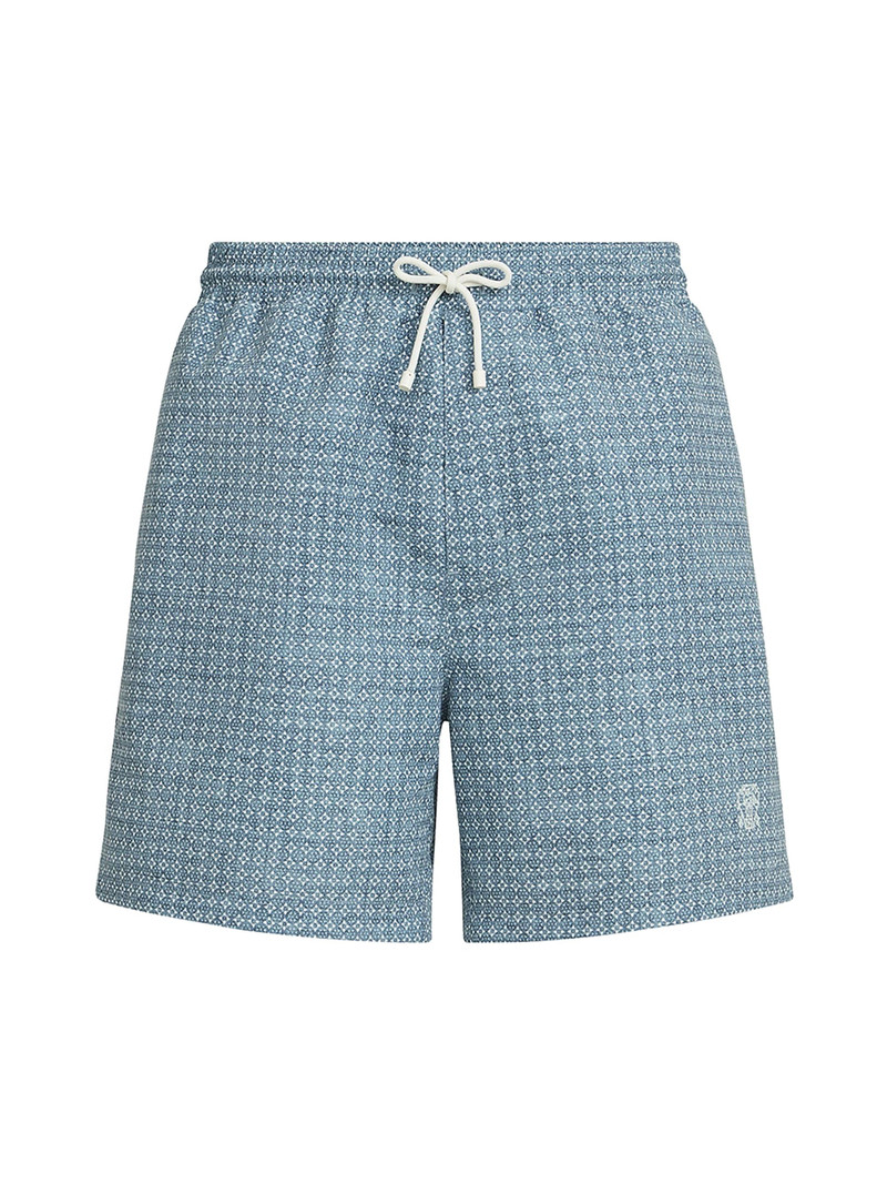 Men's Flower Print Nylon Swim Shorts - Slate 1