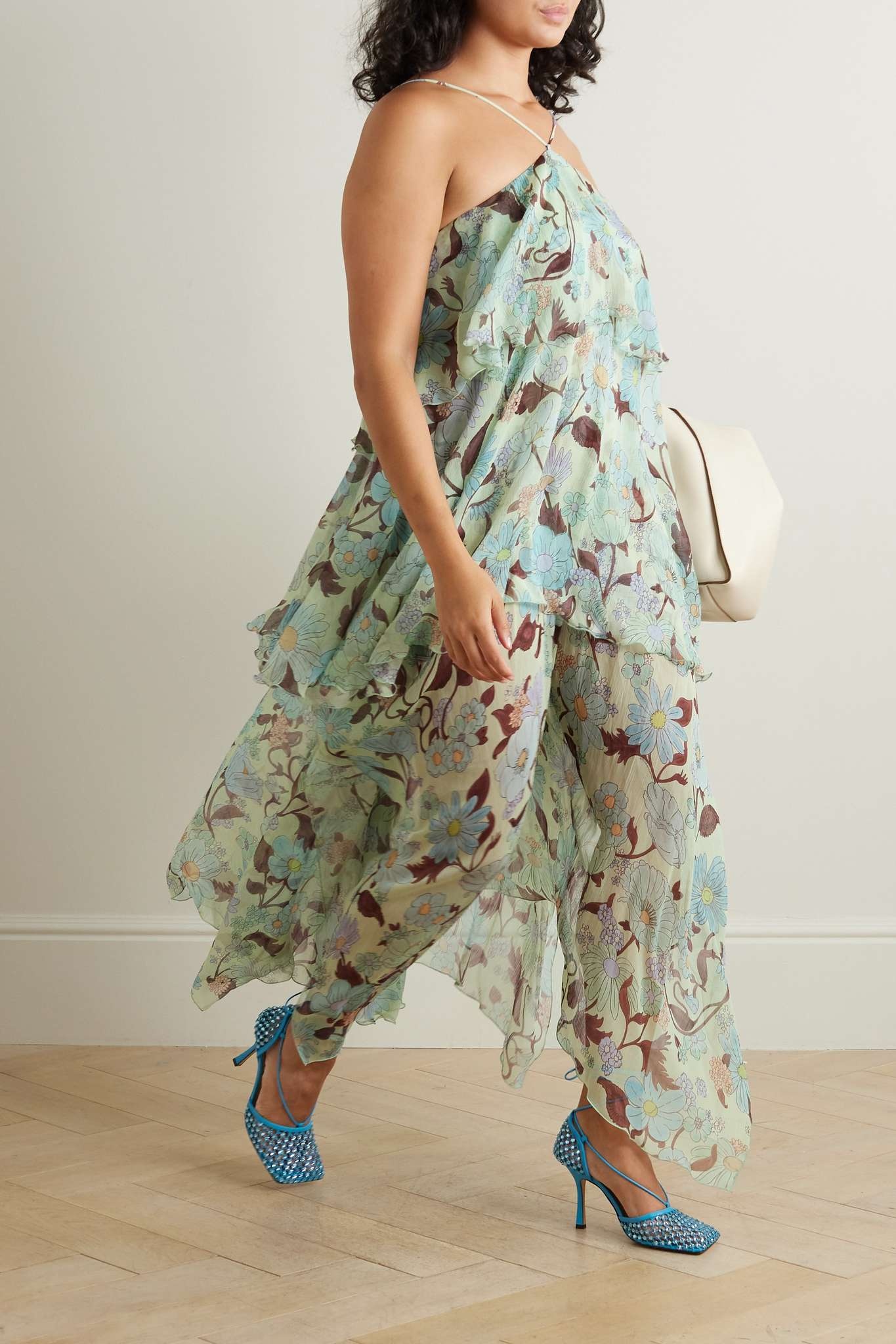 Ruffled floral-print silk-chiffon halterneck maxi dress - 2