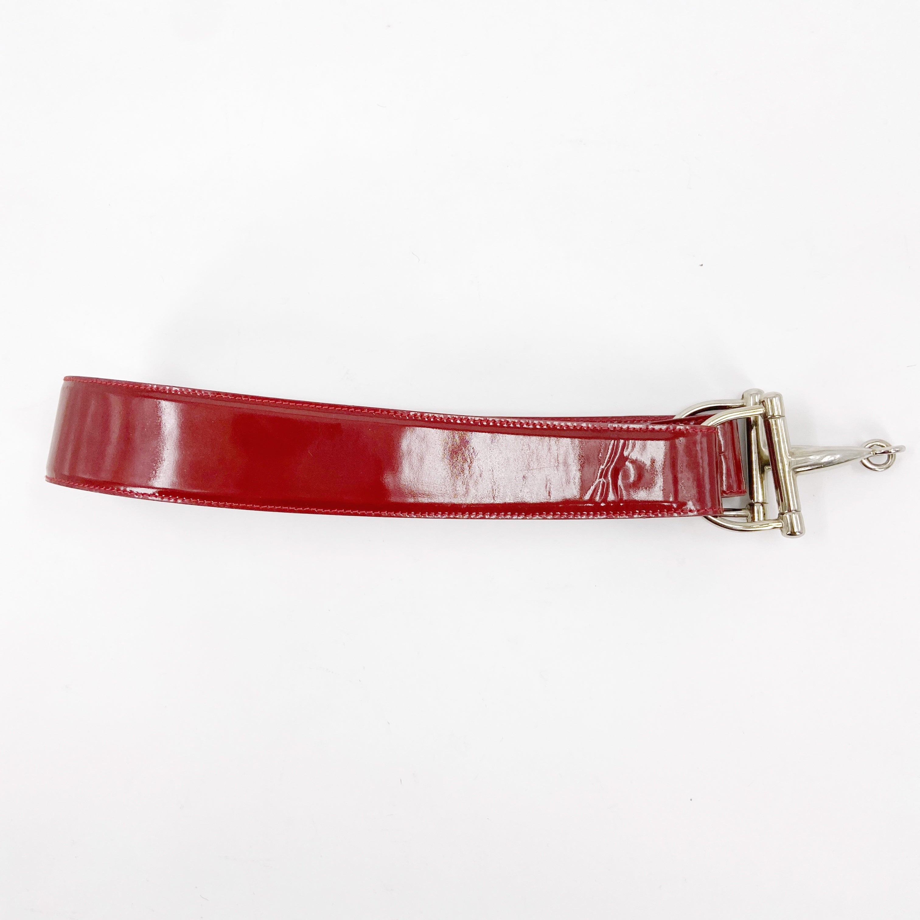 Gucci Fall 1995 Tom Ford Red Horsebit Patent Leather Belt 28 - 15