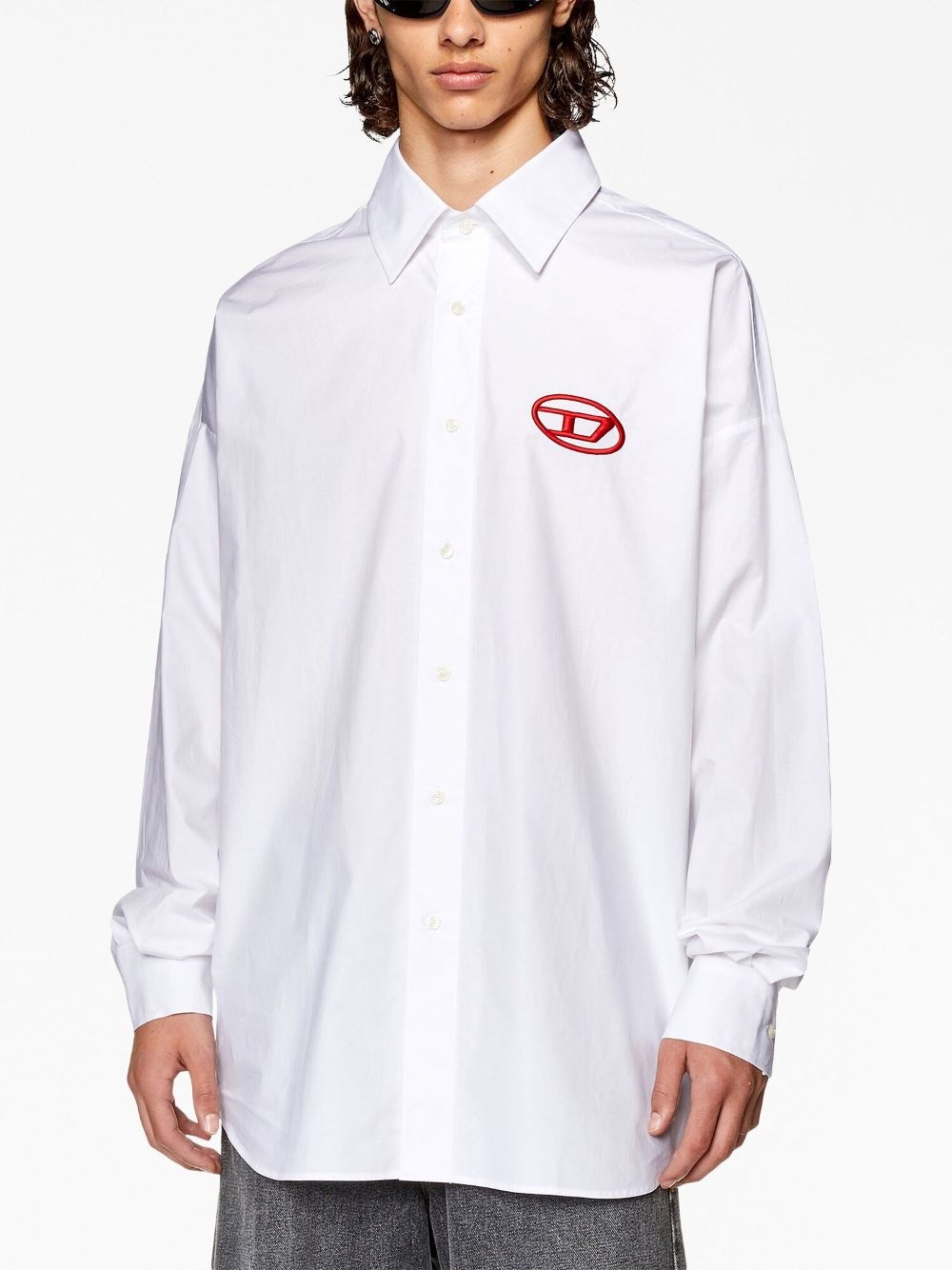 logo-embroidered organic-cotton shirt - 3