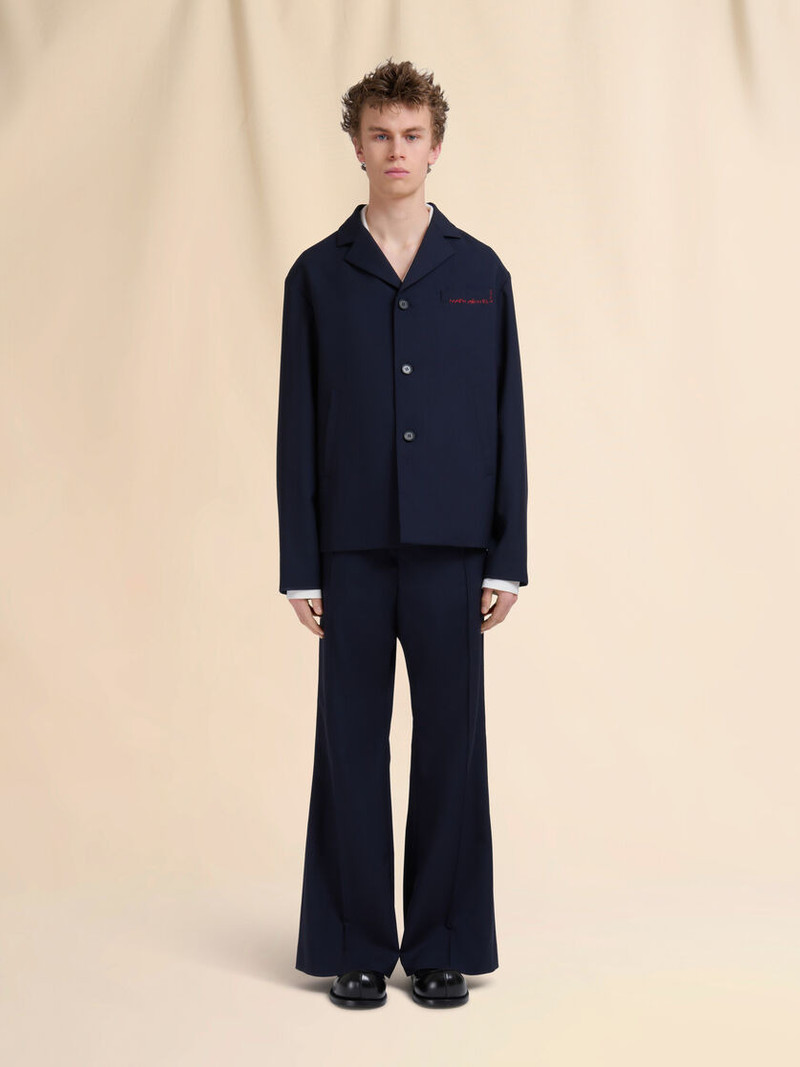 Marni DEEP BLUE SINGLE BREASTED WOOL JACKET WITH MARNI SYMBOL outlook