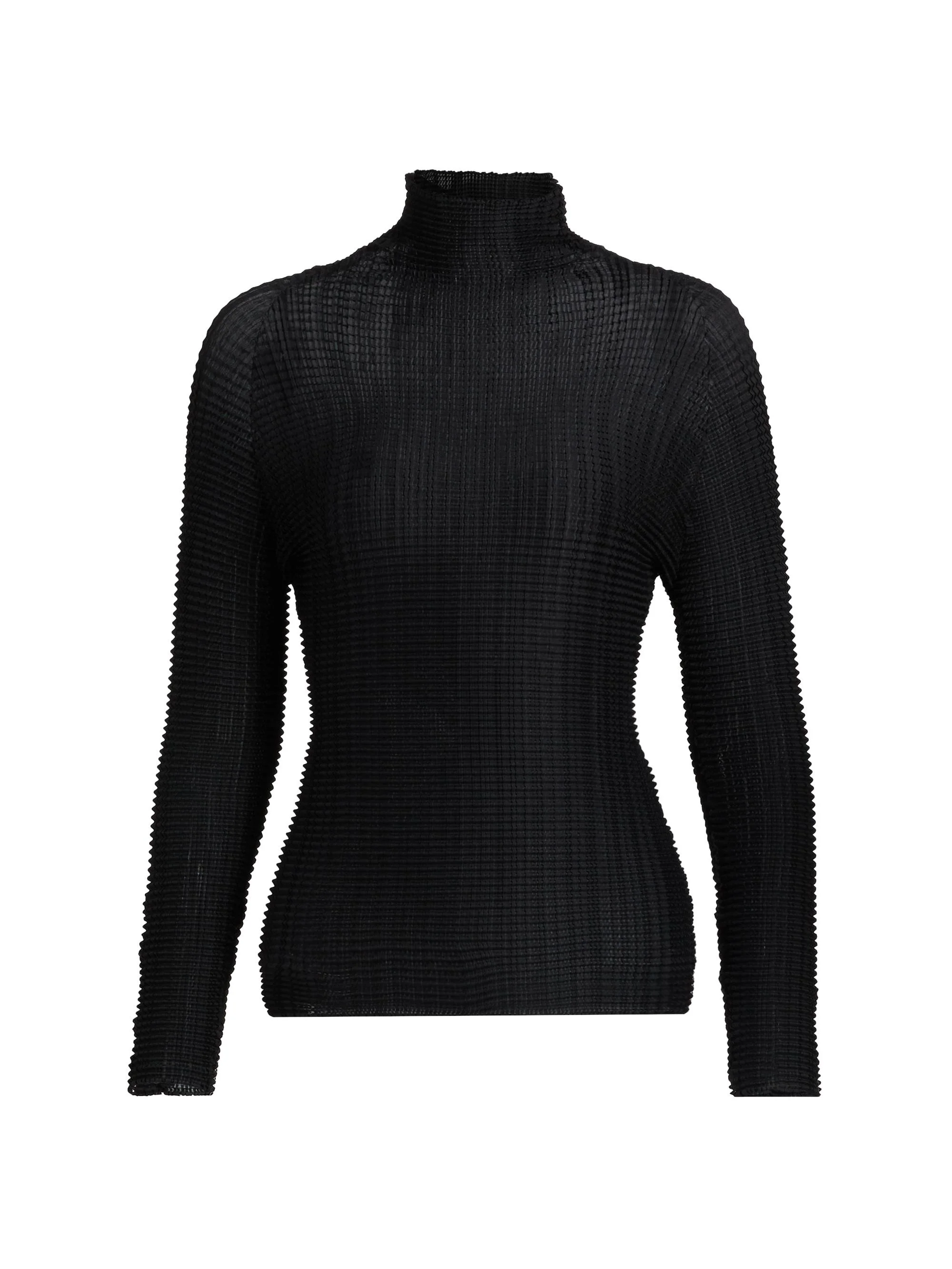 Women's Grid Pleat Top - Black - 1