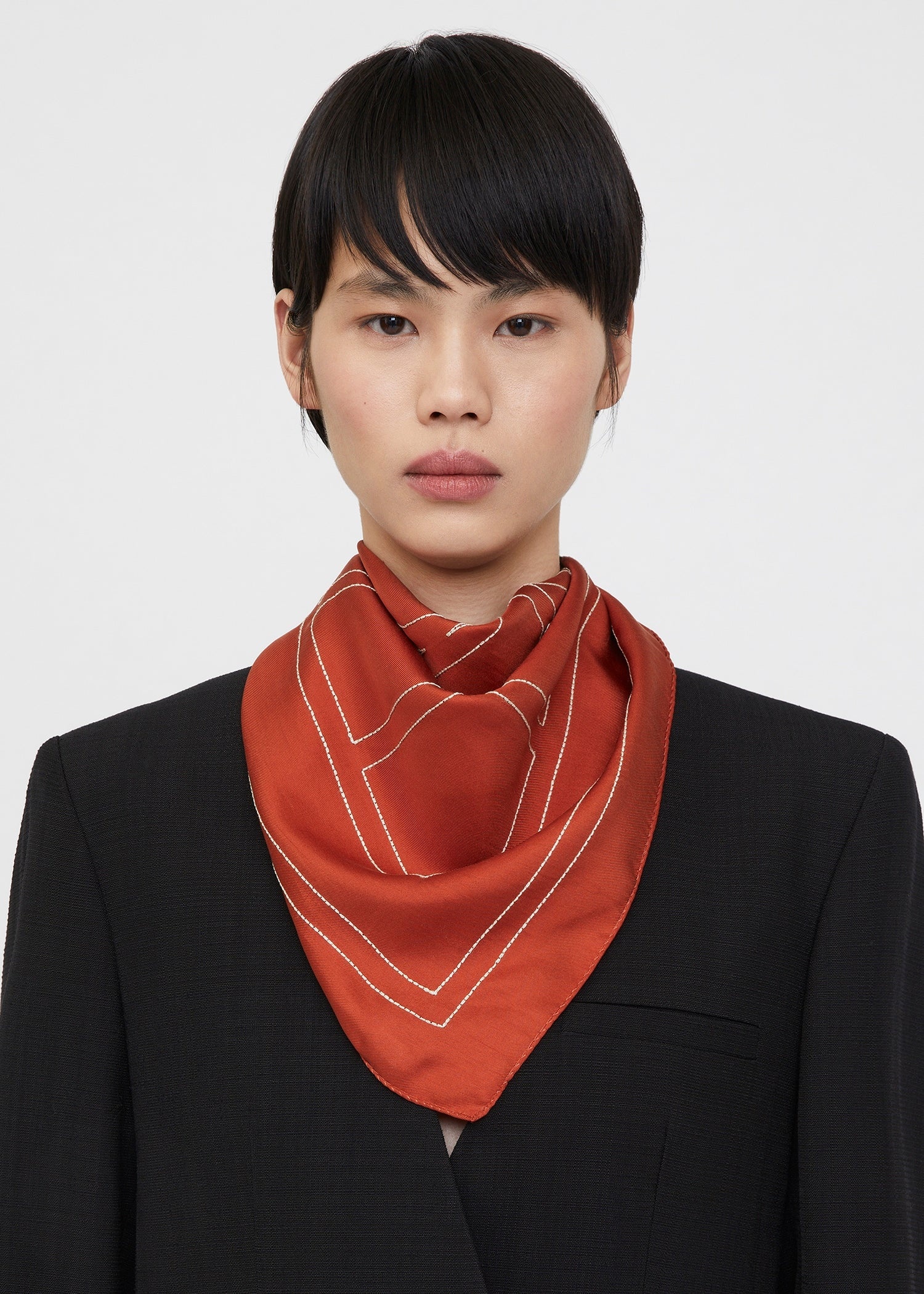 Embroidered monogram silk scarf bloody mary - 3