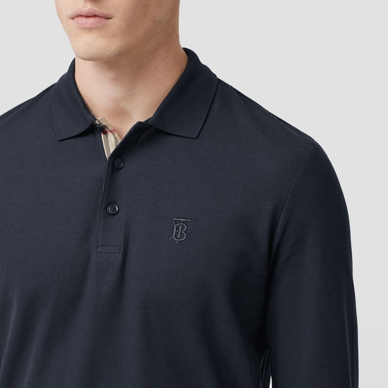 Long-sleeve Monogram Motif Cotton Piqué Polo Shirt - 3