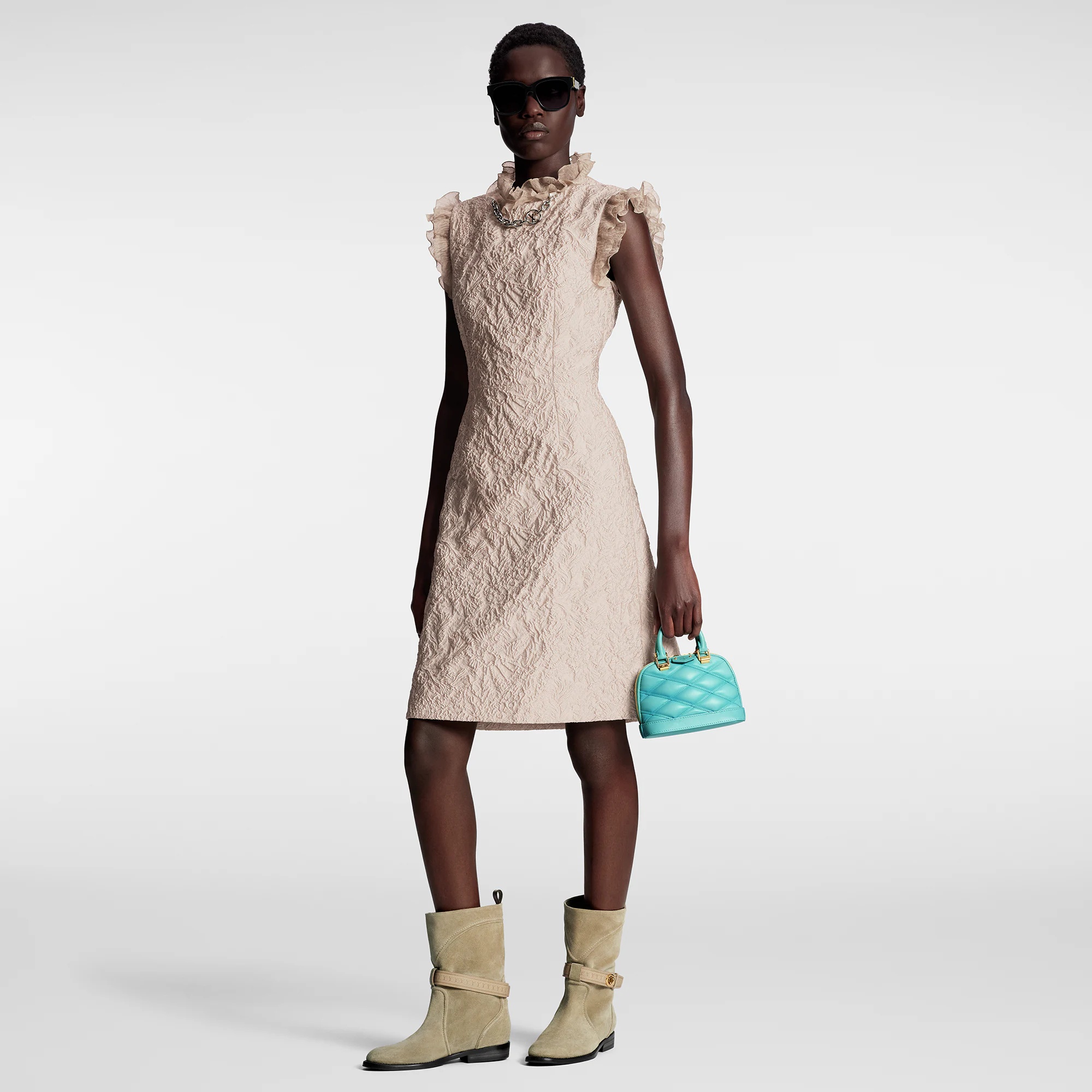 Fin Flounce Jacquard Dress - 4
