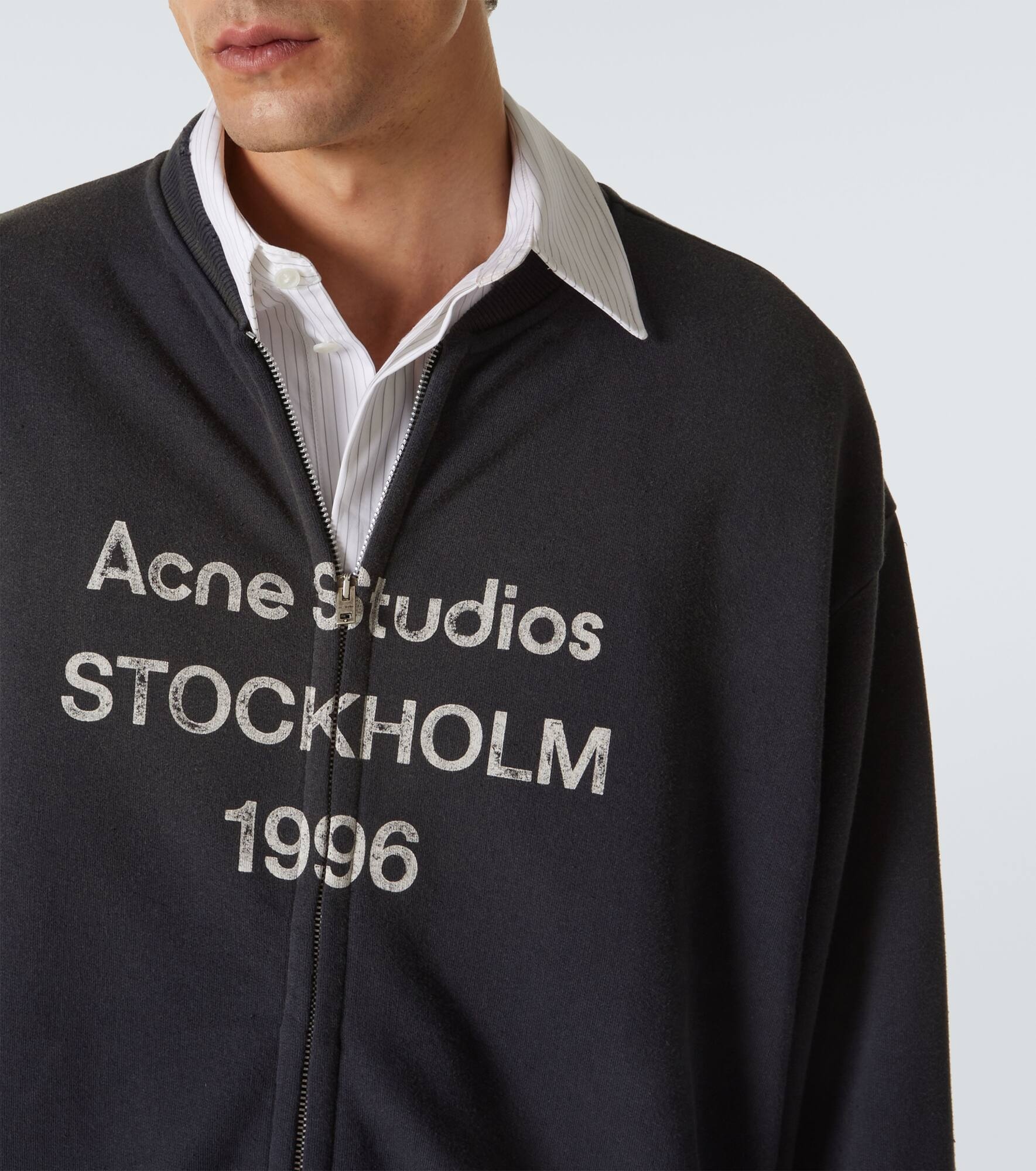 Logo cotton-blend zip-up sweatshirt - 5