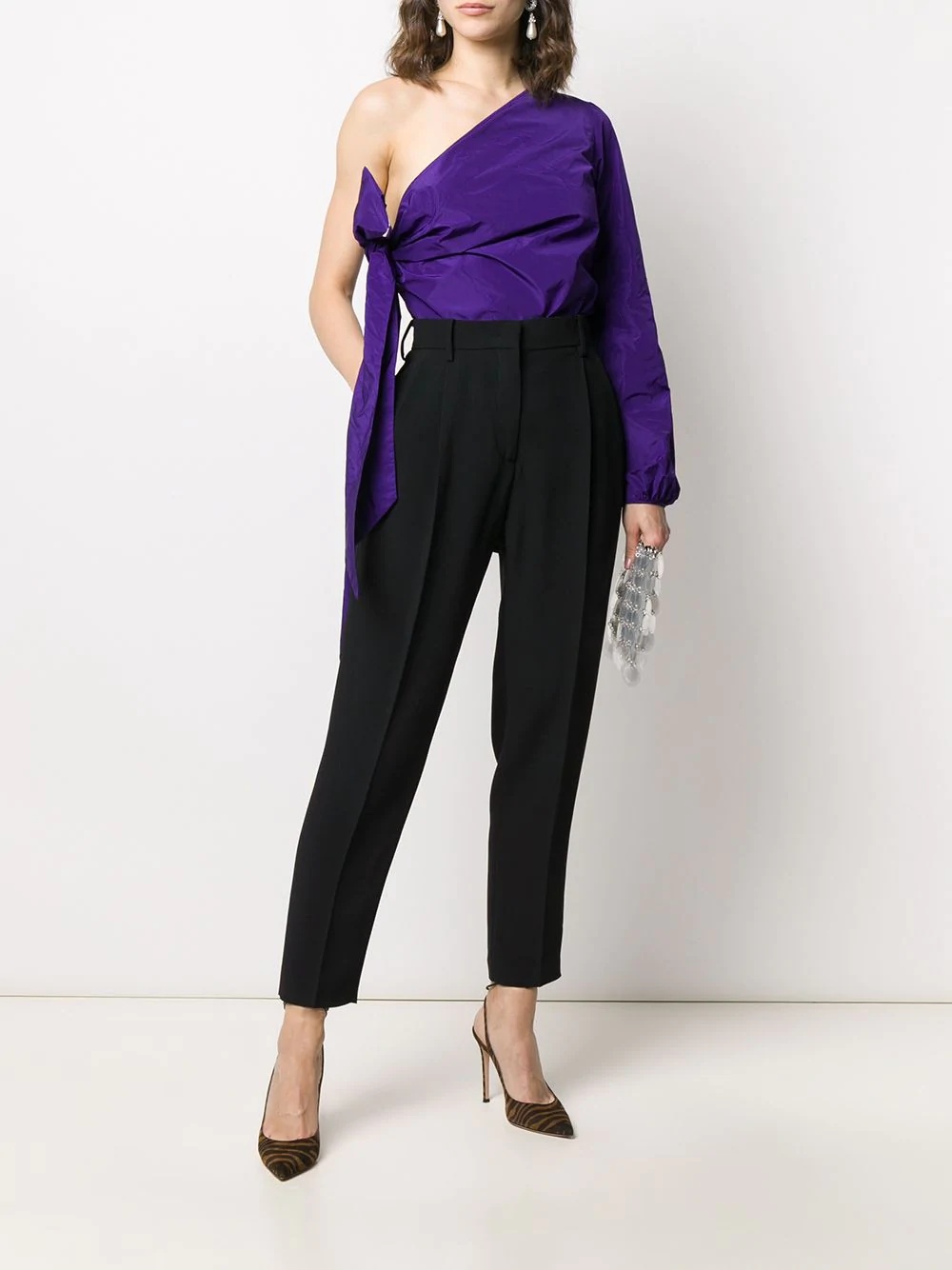 high waist slim trousers - 2