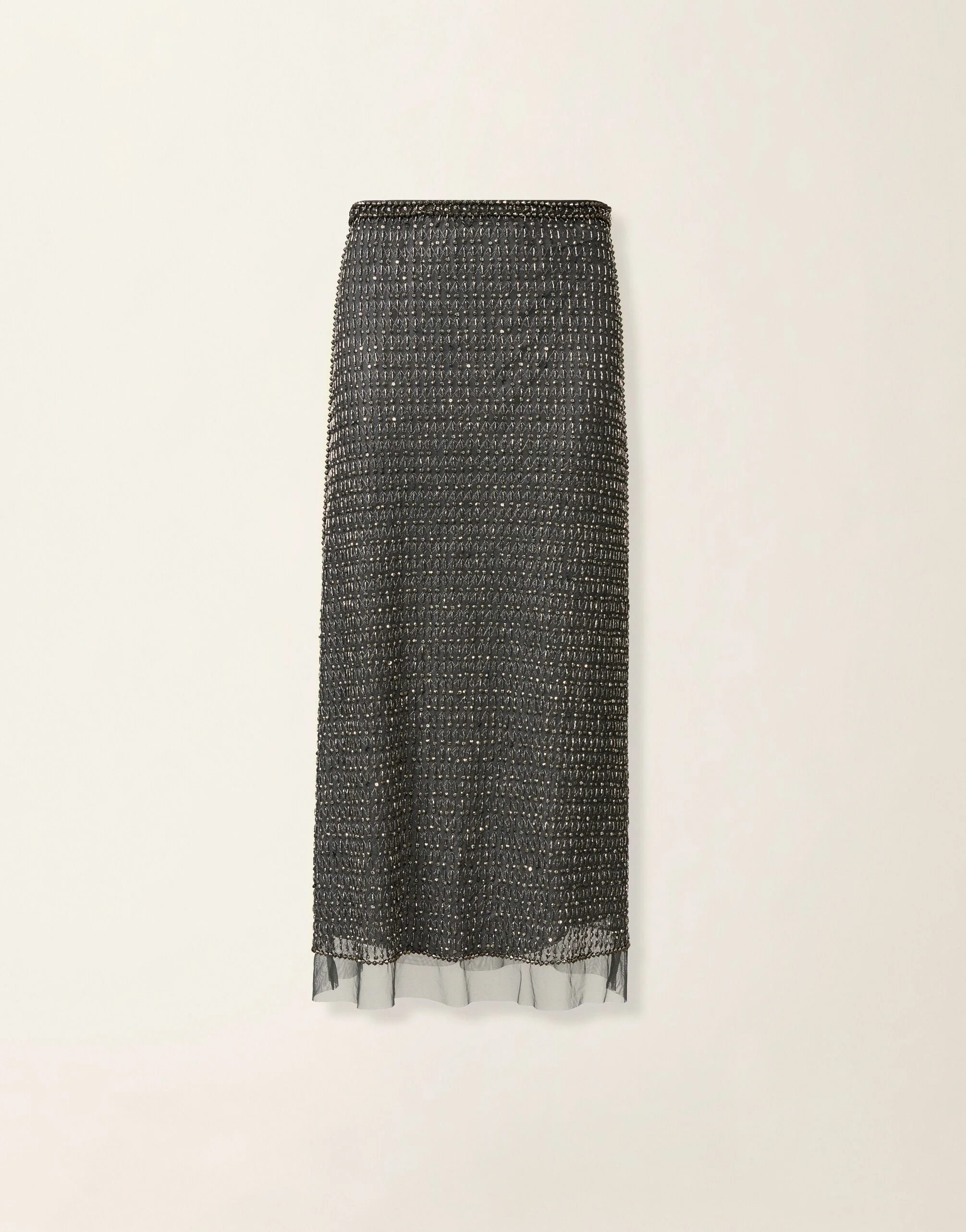Moonlight embroidered tulle midi pencil skirt - 1
