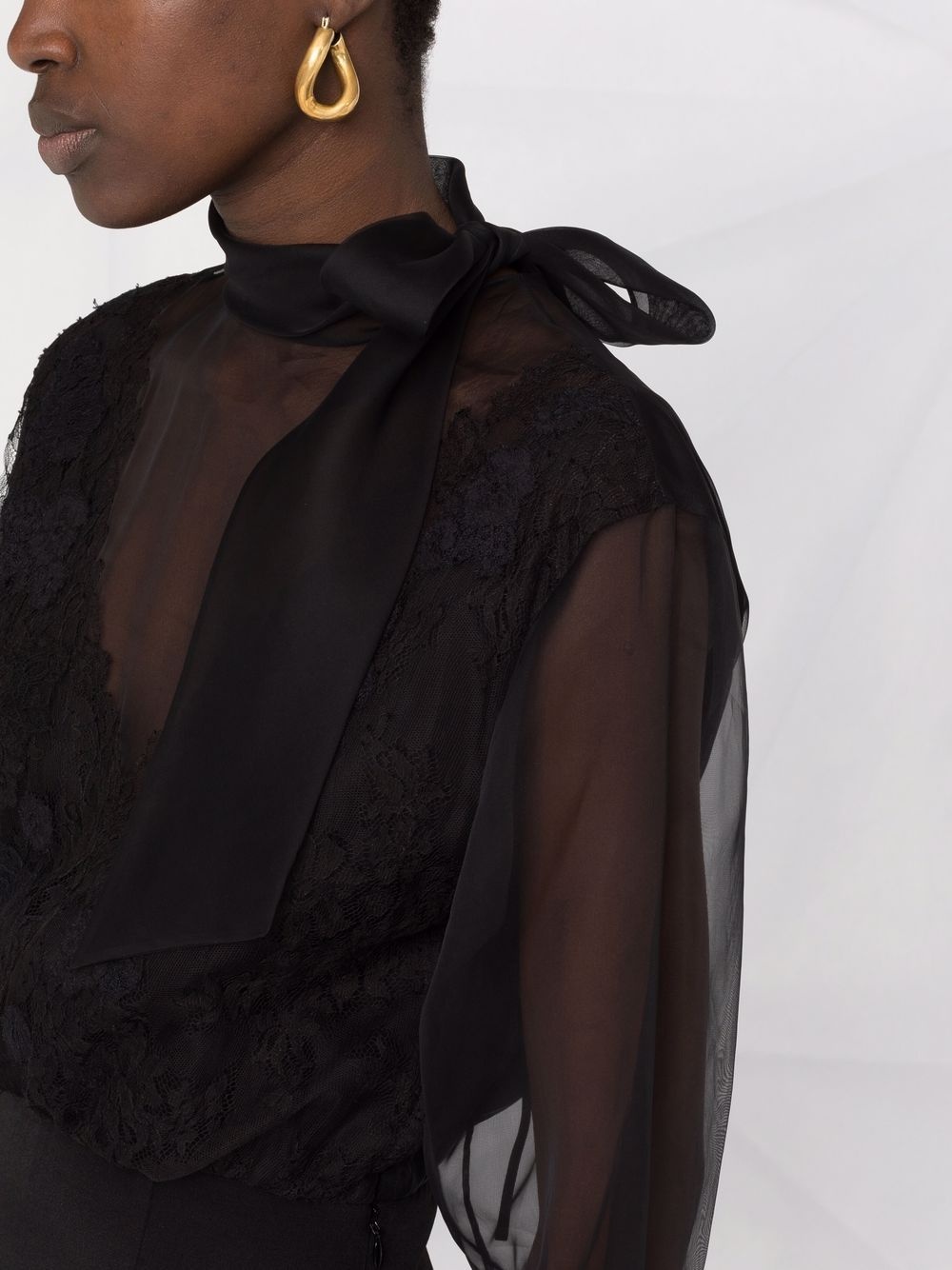 pussy-bow sheer dress - 3