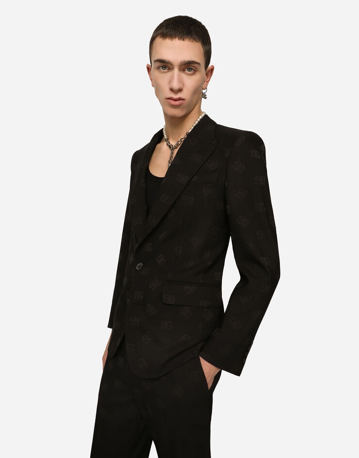 Single-breasted jacquard Sicilia-fit jacket with DG Monogram design - 4