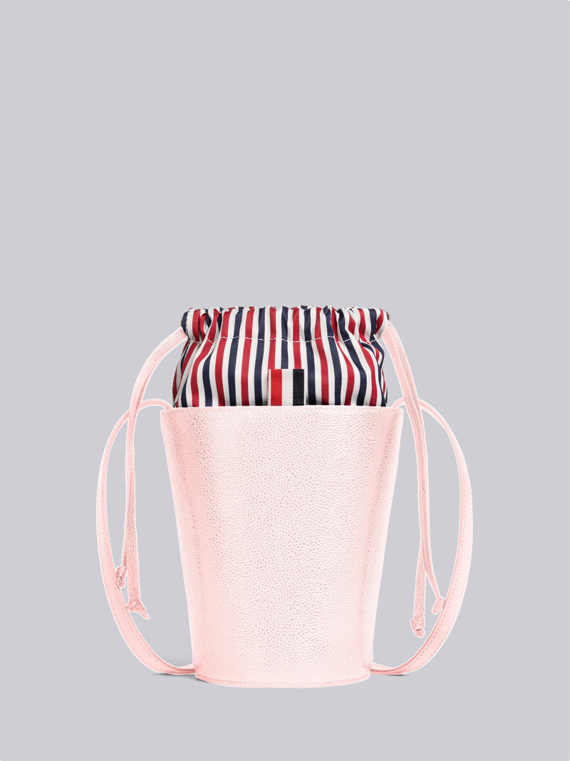 MINI BUCKET BAG W/ RWB LINING POUCH u0026 SHOULDER STRAP IN PEBBLE GRAIN LEATHER 1