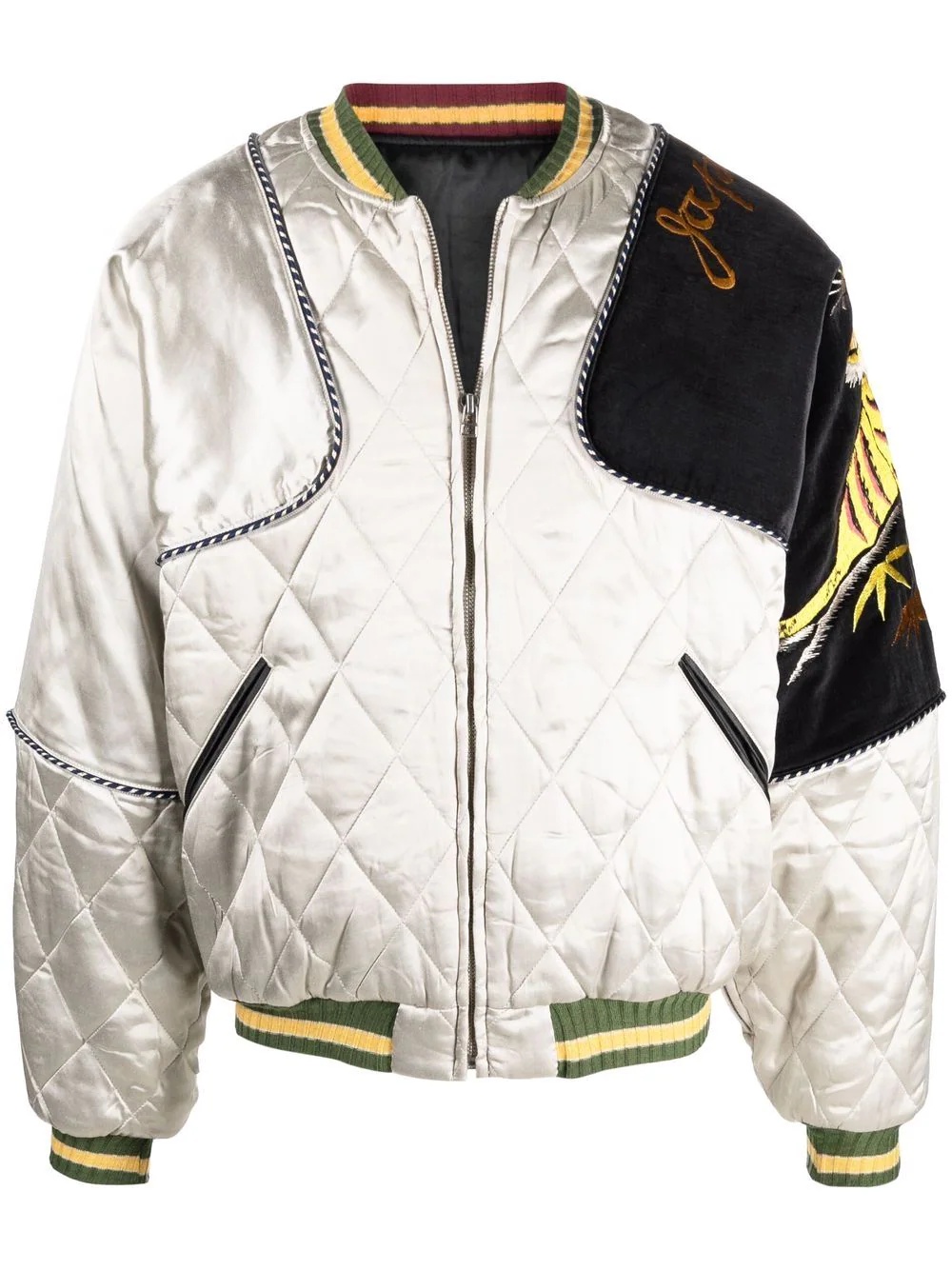 quilted patchwork bomber jacket - 1